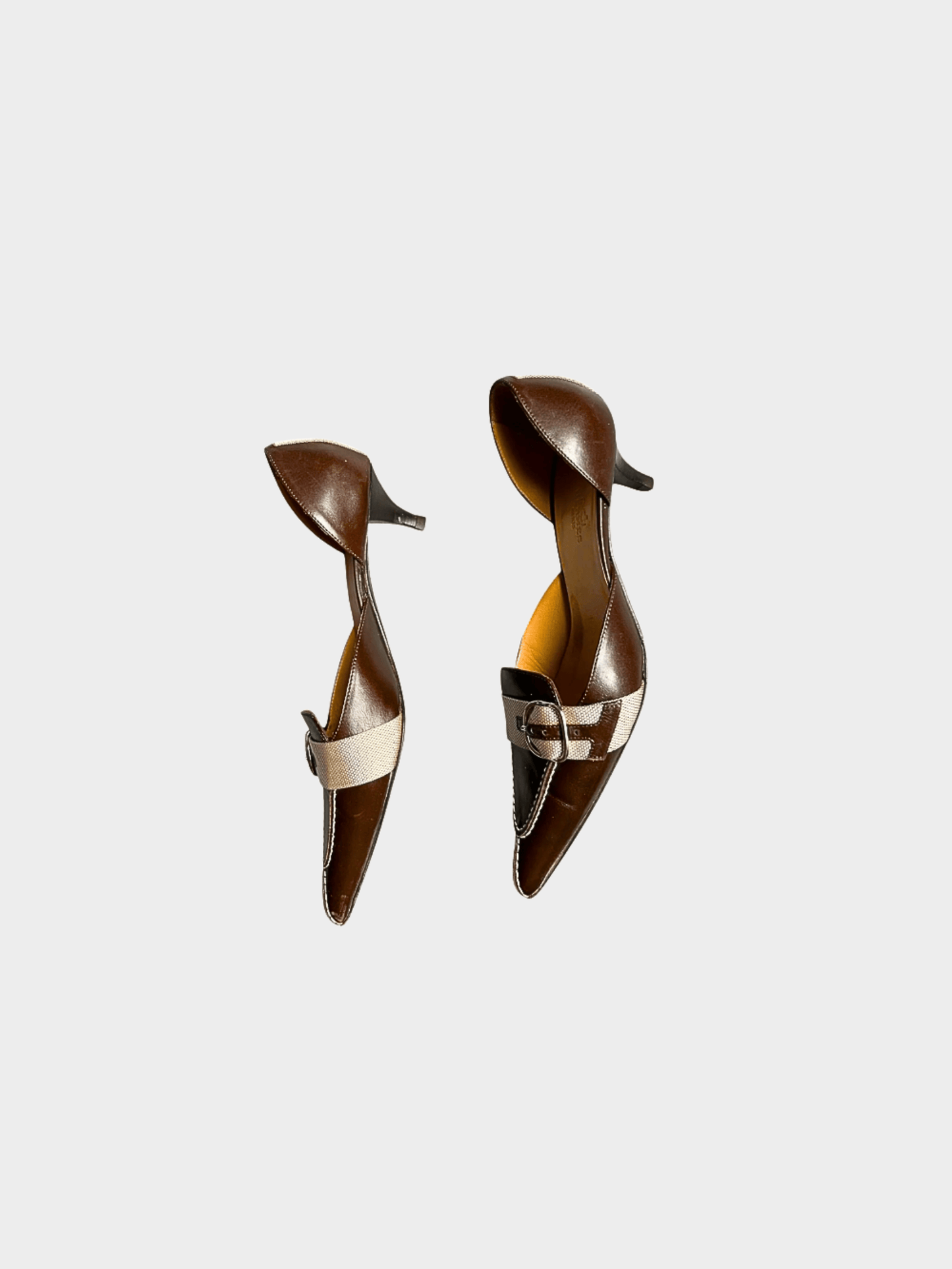 Hermes 2000s Brown Leather Kitten Heels