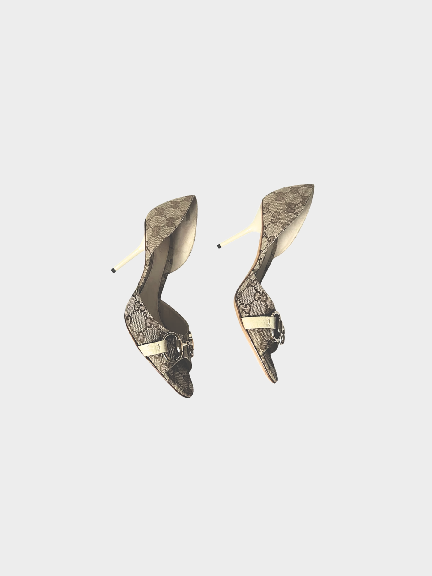 Gucci 2000s Khaki Canvas Monogram Heels