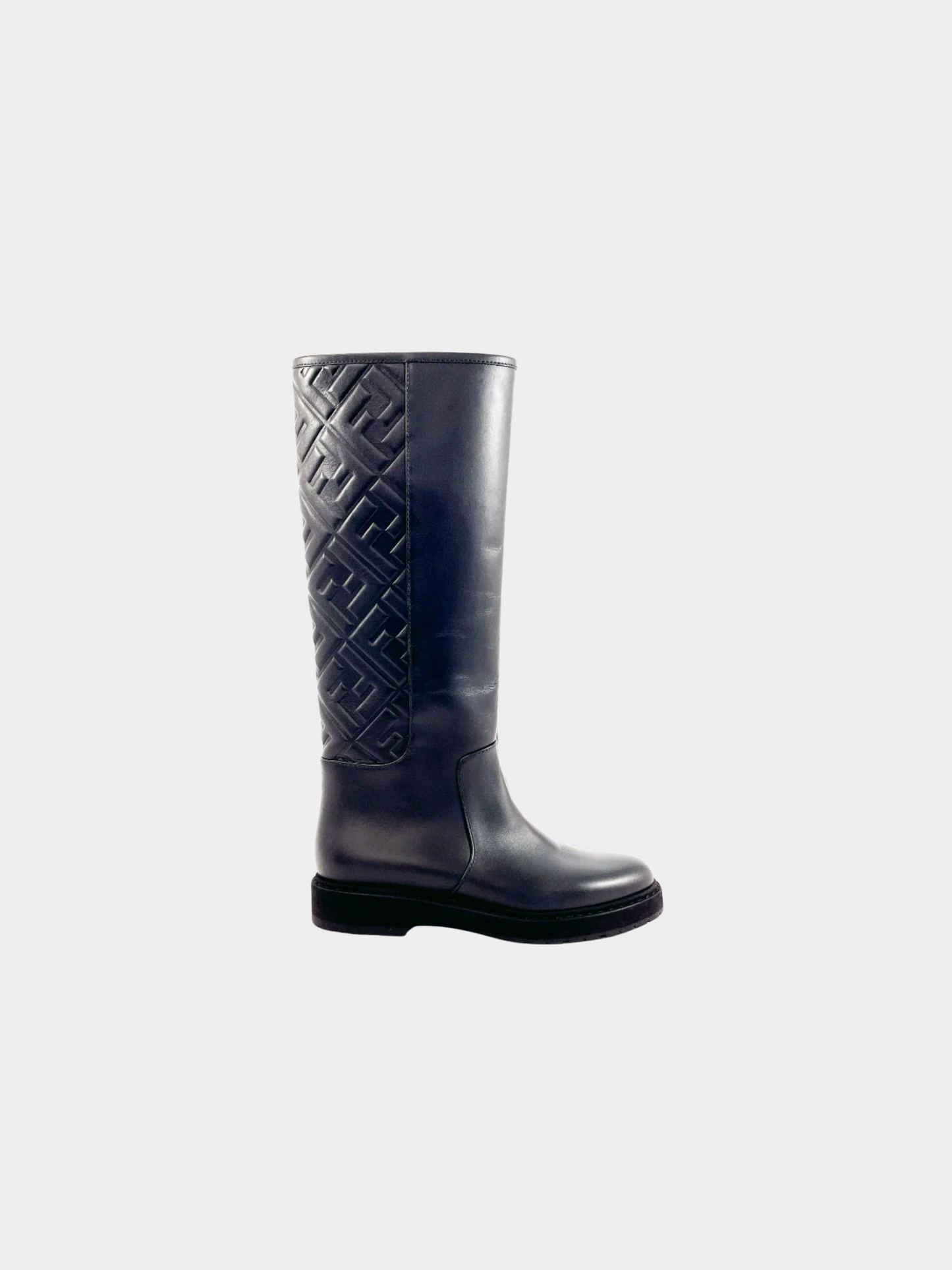 Fendi 2010s Black Leather Zucca Boots