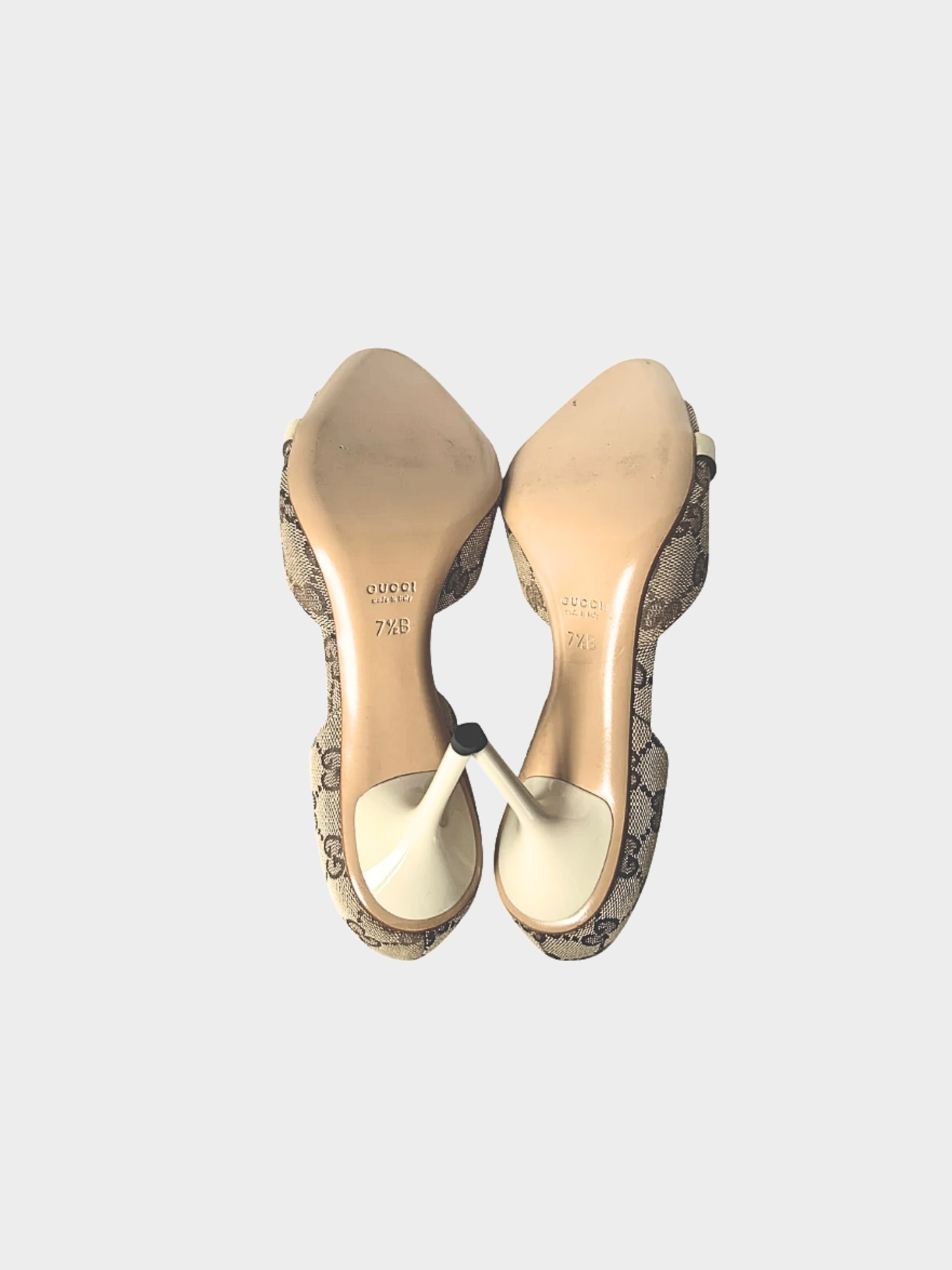 Gucci 2000s Khaki Canvas Monogram Heels