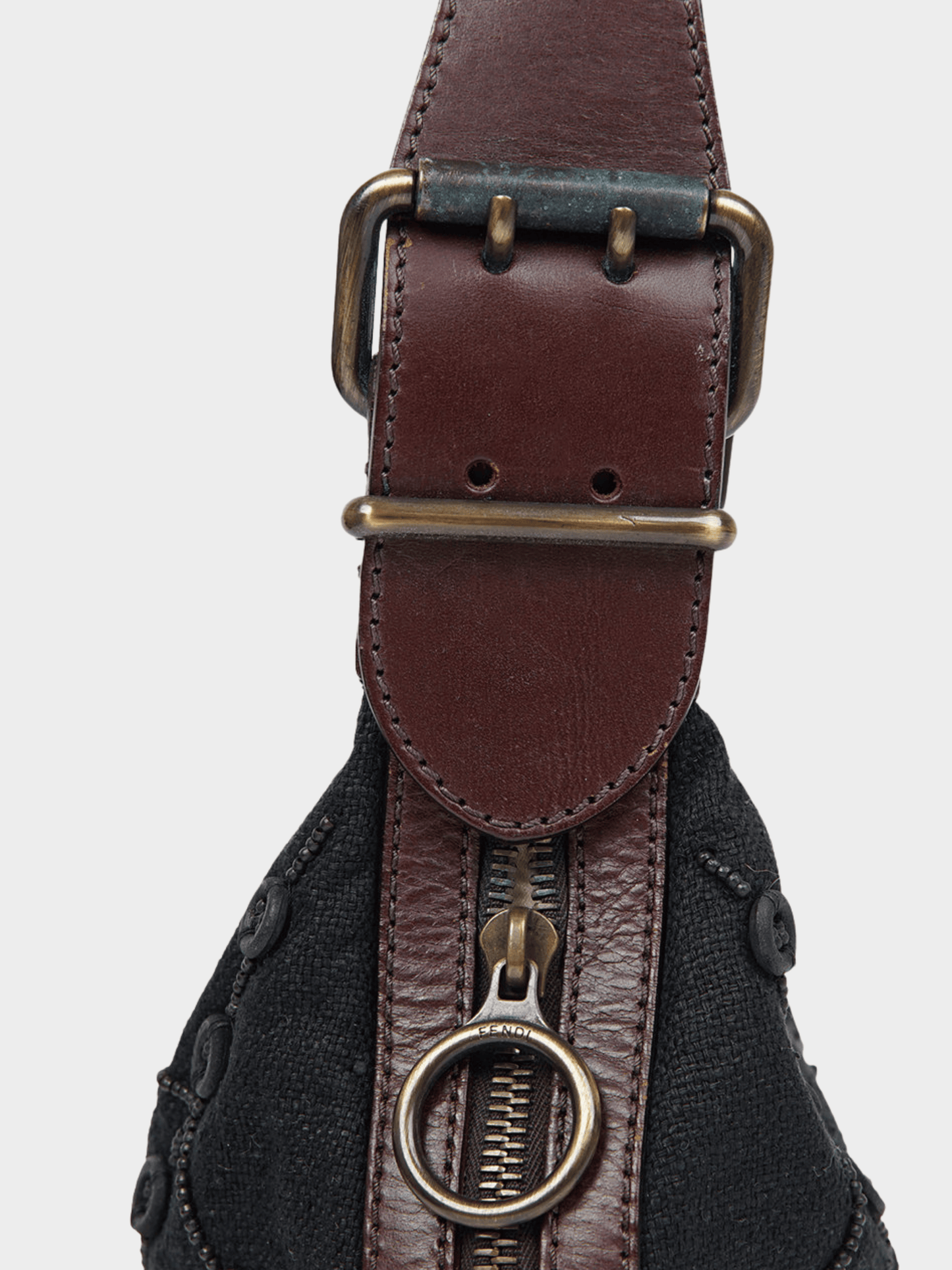 Fendi FW 2002 Oyster Black Embroidery Bag