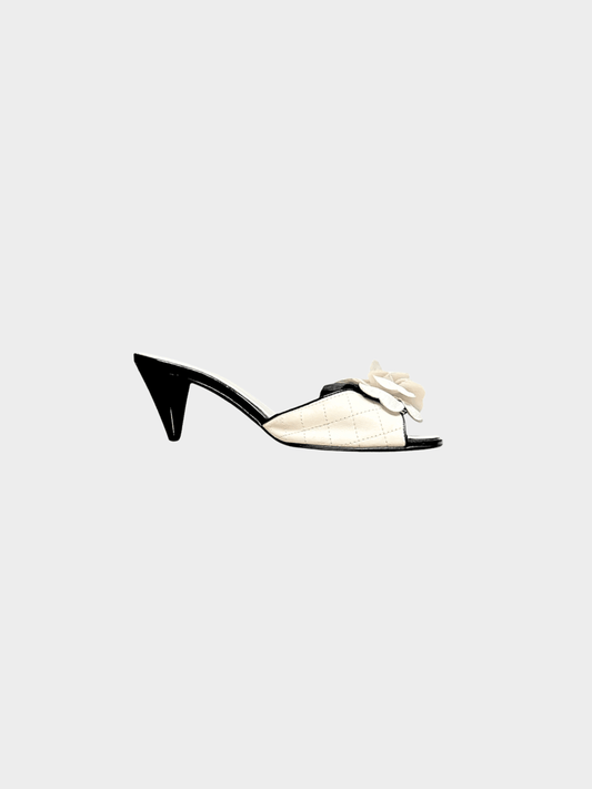 Chanel 2000s Ivory Magnolia Mule Heels