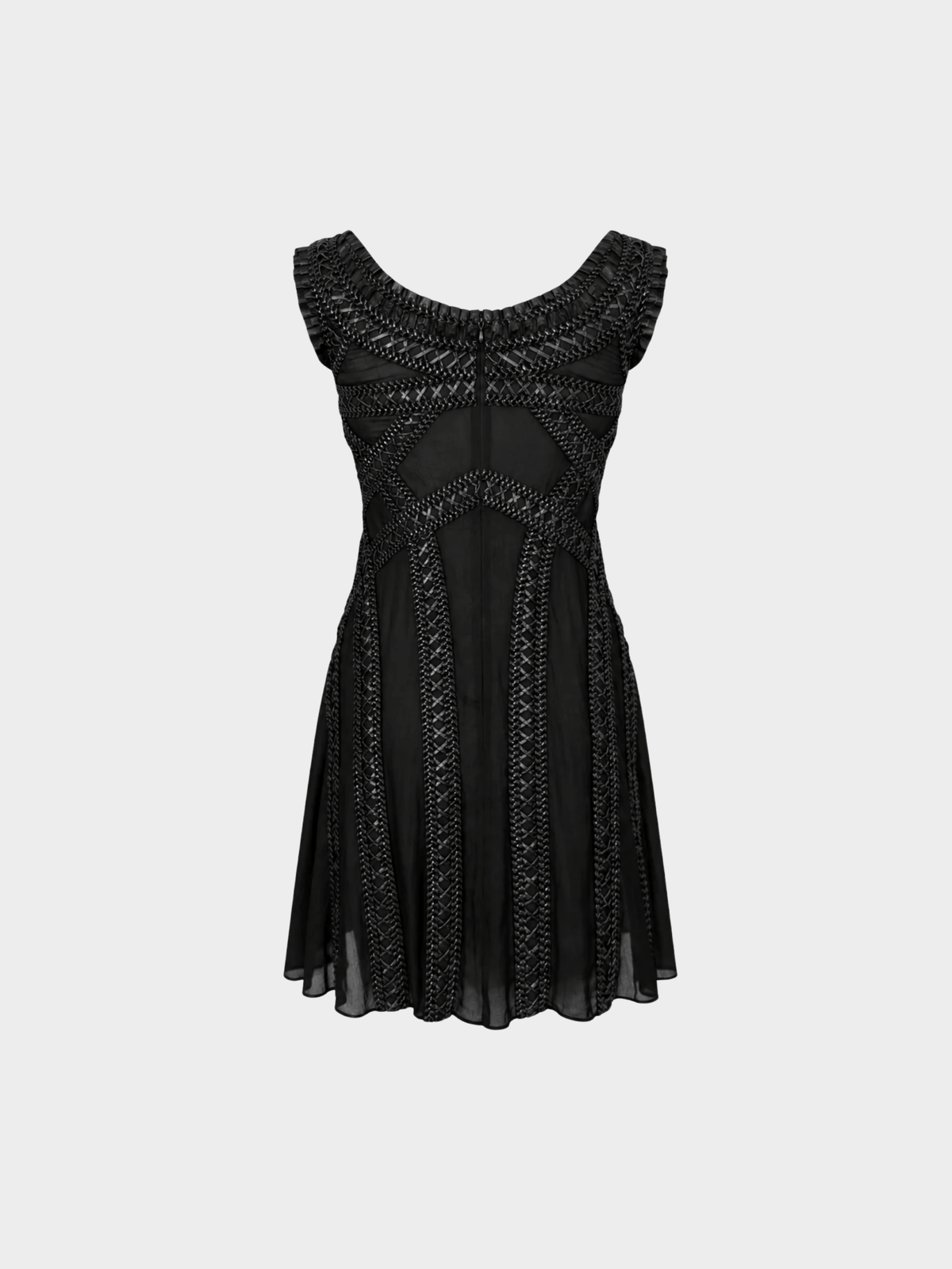 Alexander McQueen 2004 Black Silk and Leather Dress