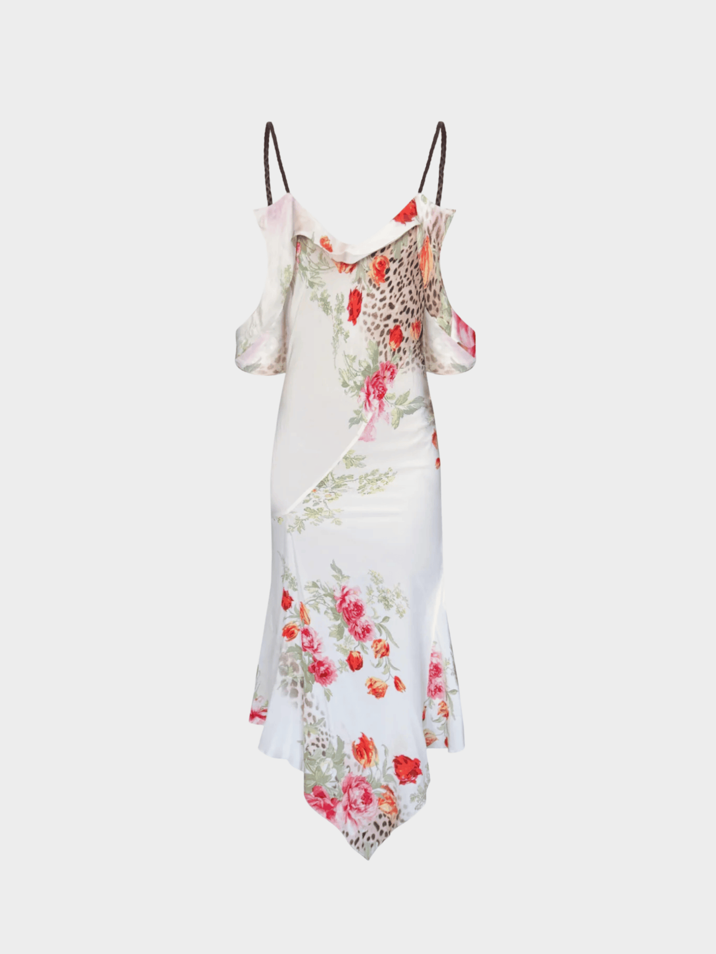 Roberto Cavalli SS 2002 White Baroque Open Back Silk Dress