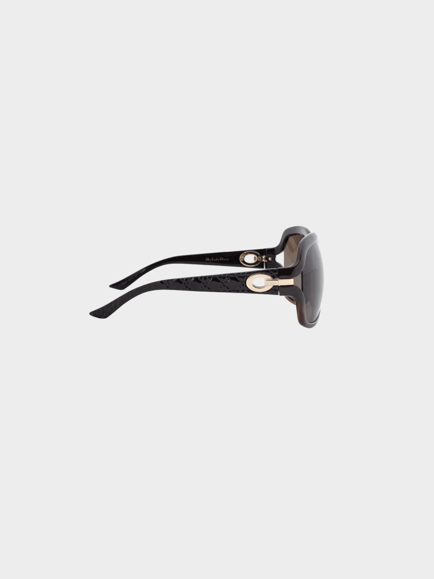 Christian Dior 2000s MyLadyDior7 Brown Cannage Oversized Square Sunglasses