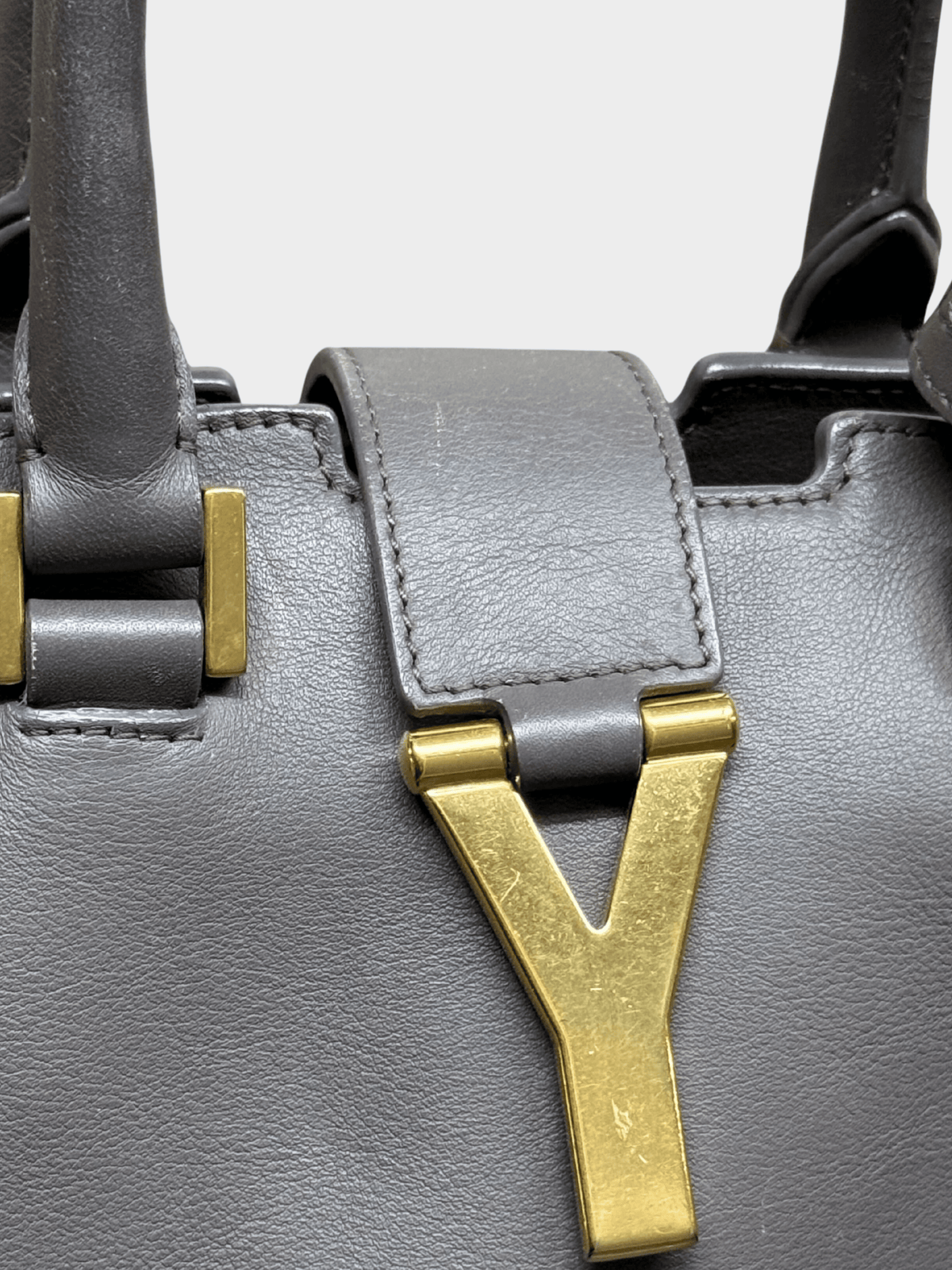 Yves Saint Laurent 2013 Dark Grey Leather Medium Cabas ChYc Bag