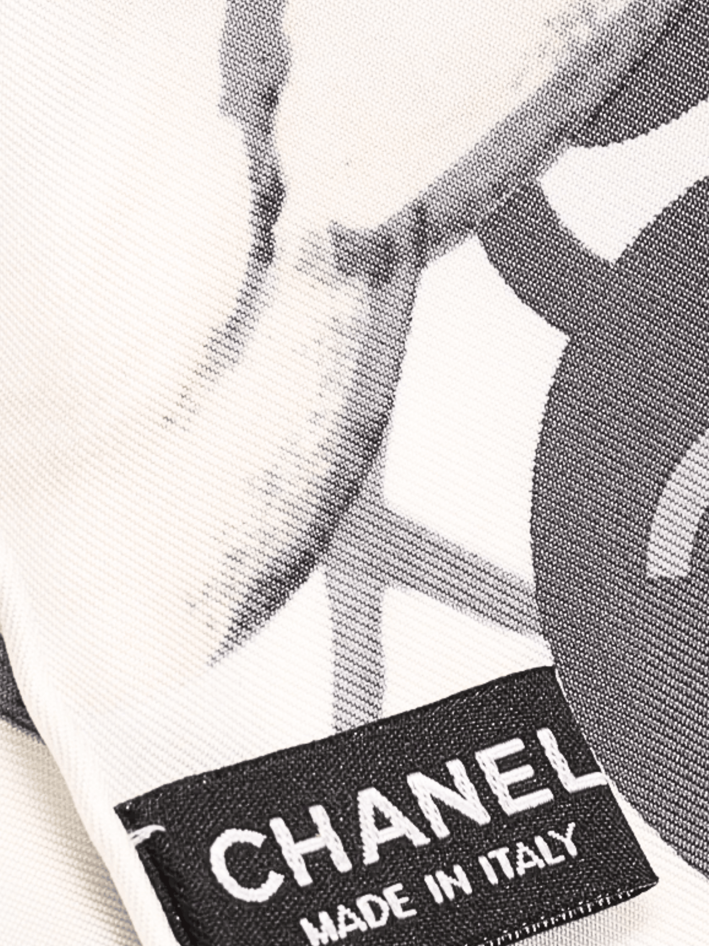 Chanel 2000s Cream Camellia Silk Scarf