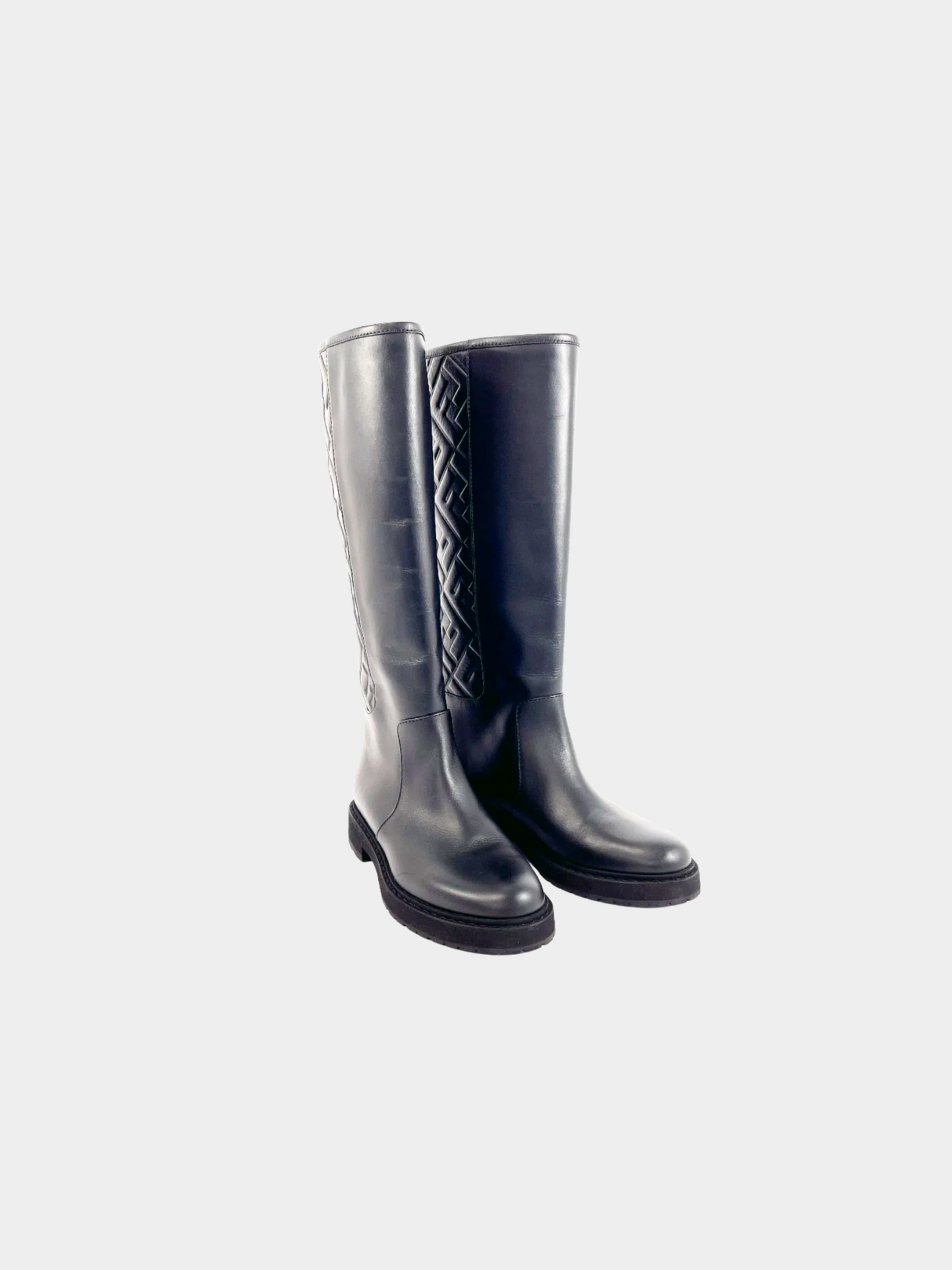 Fendi 2010s Black Leather Zucca Boots