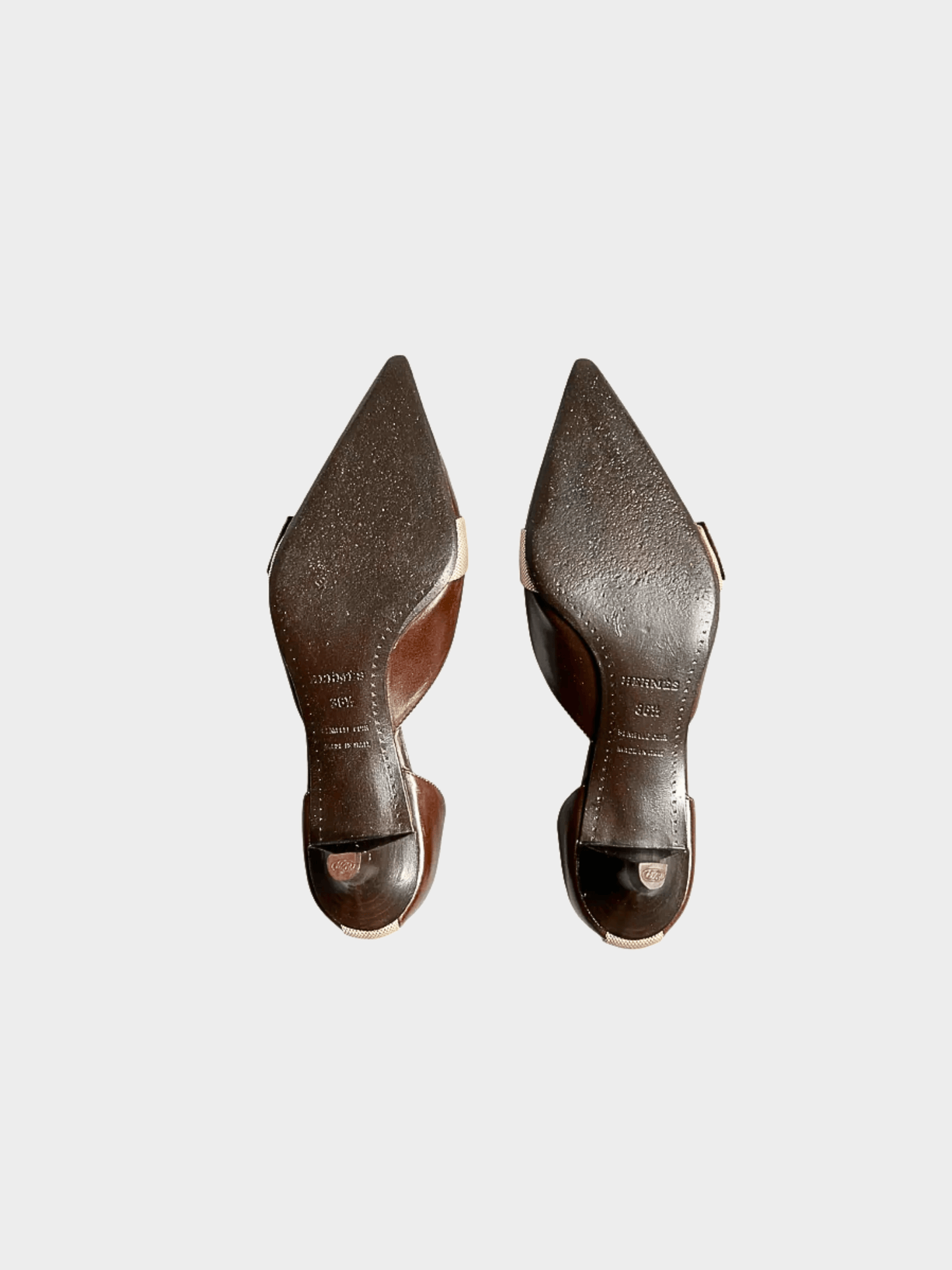 Hermes 2000s Brown Leather Kitten Heels