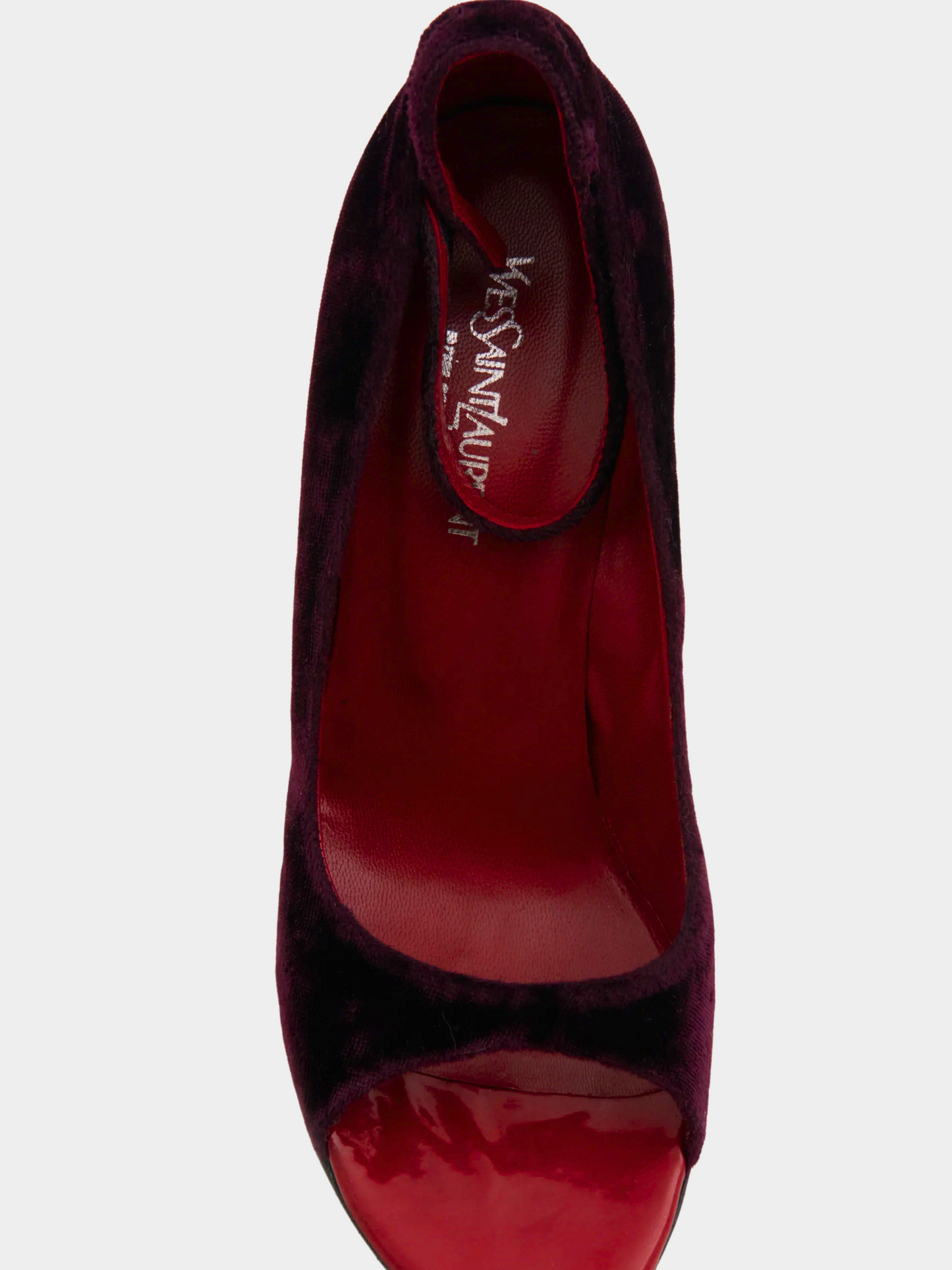 Yves Saint Laurent By Tom Ford FW 2004 Red & Purple velvet wedge sandals