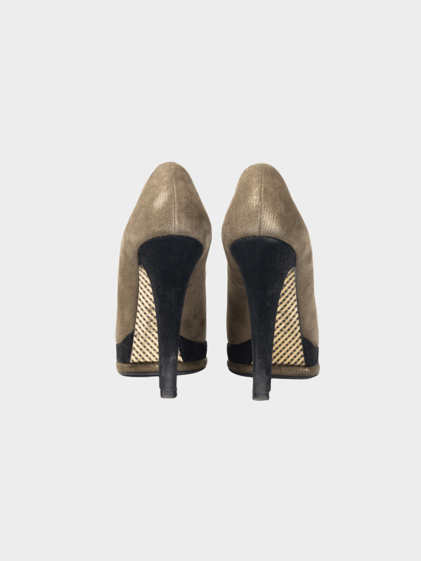 Chanel 2012 Métiers D’art Khaki & Noir Suede Cap-Toe Pumps