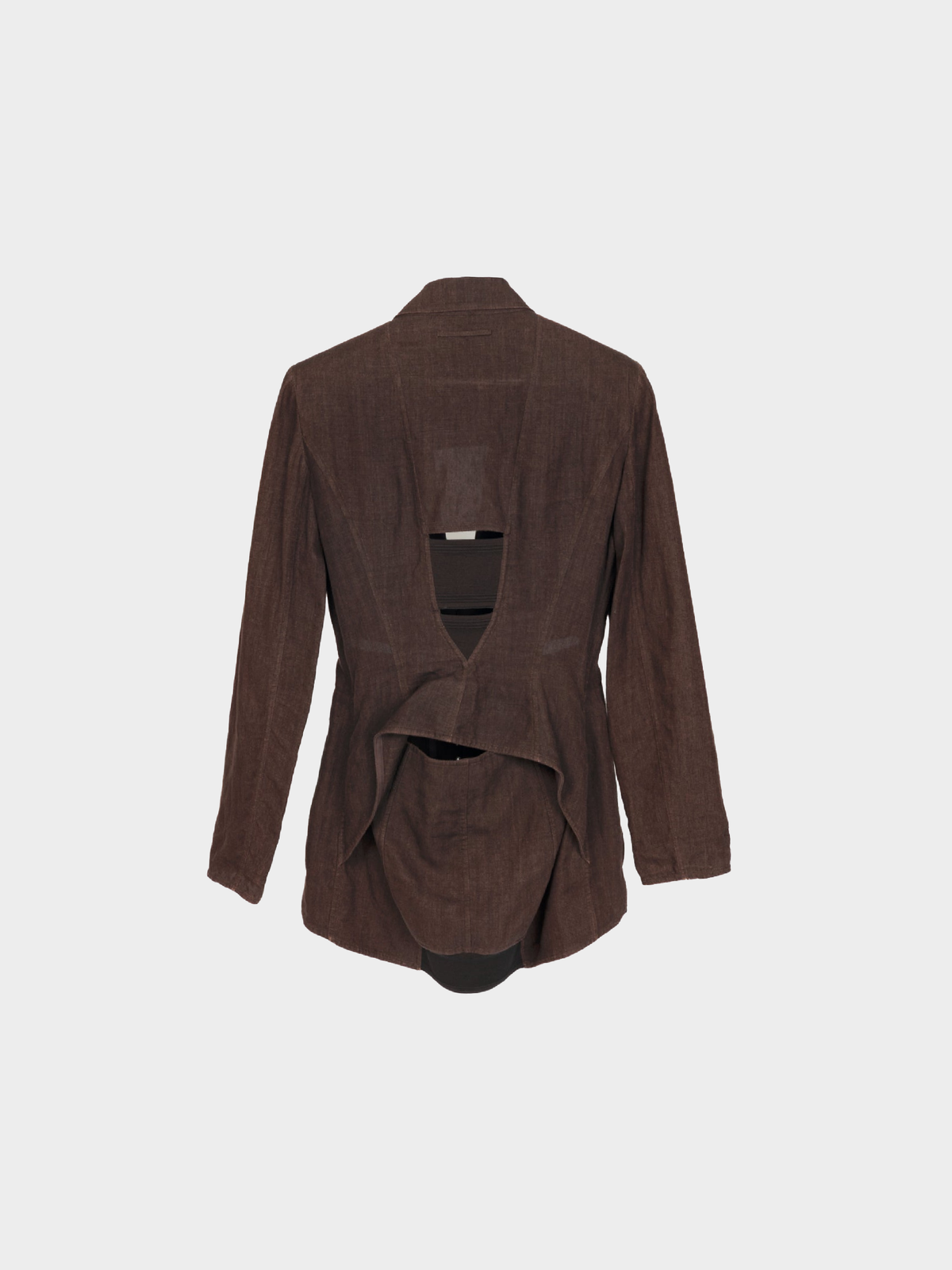 Jean Paul Gaultier SS 2004 Runway Brown Linen Cutout Lace-Up Blazer