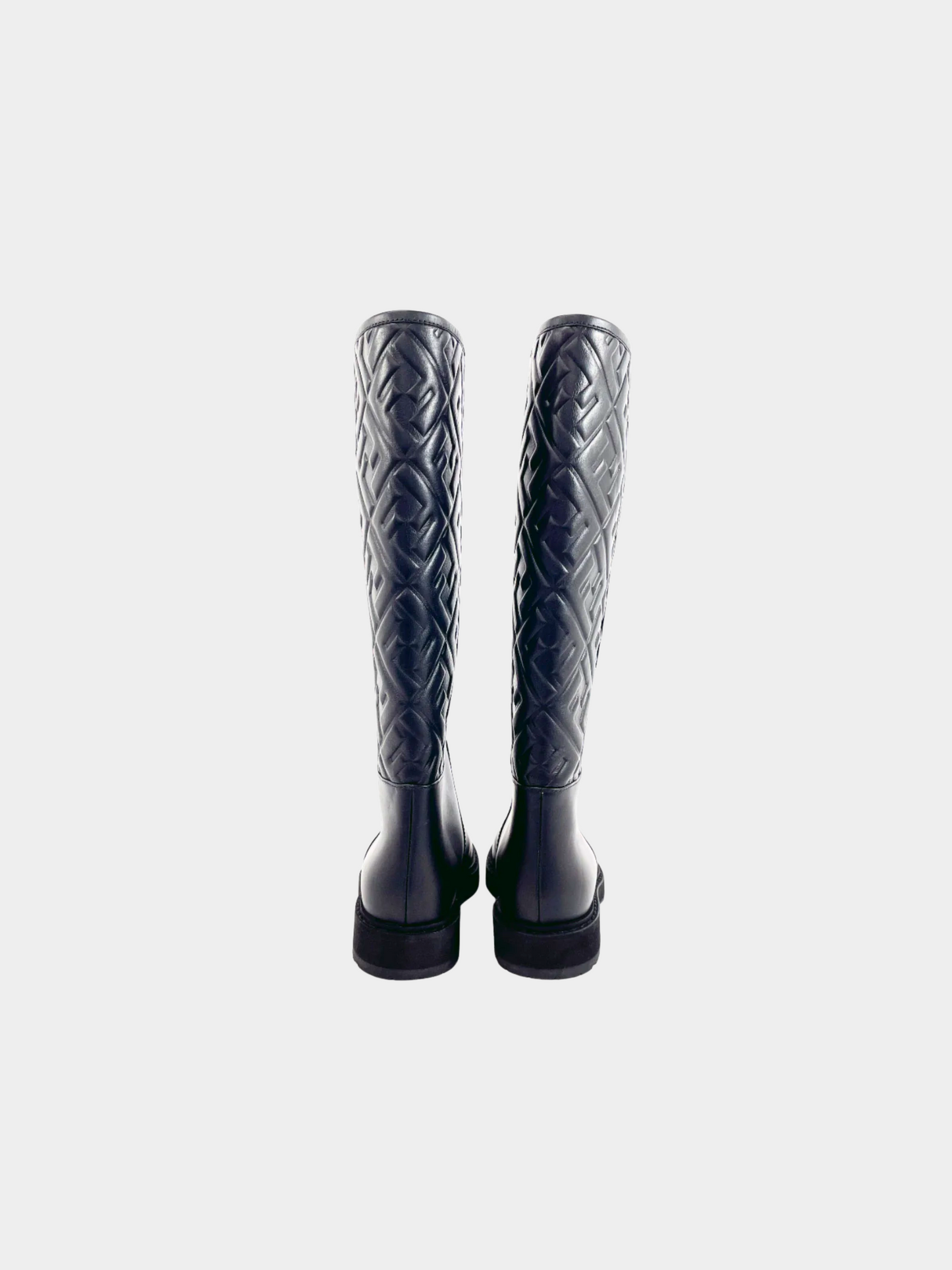 Fendi 2010s Black Leather Zucca Boots