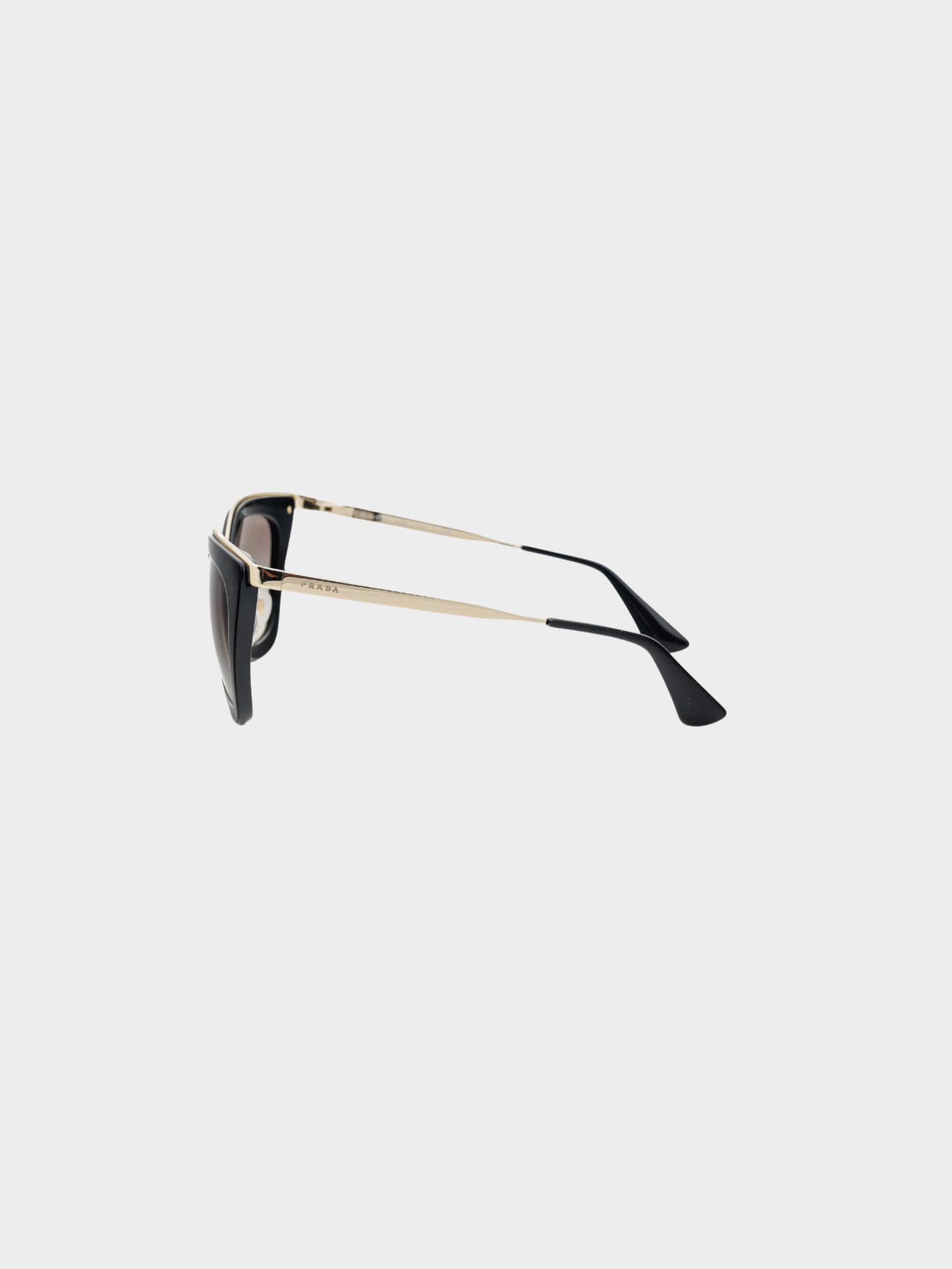 Prada 2010s Black & Gold-Tone Cat-Eye Sunglasses