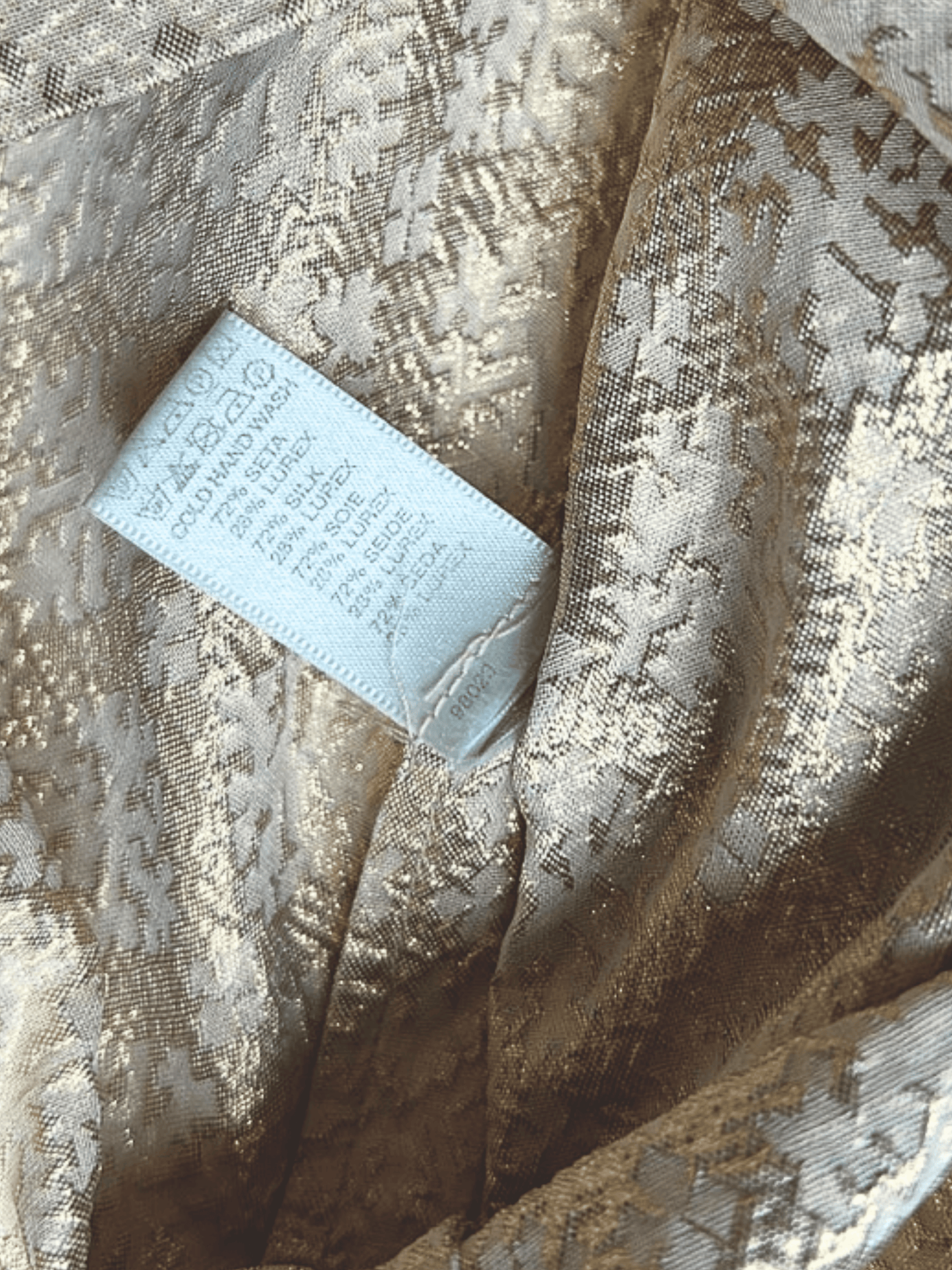 Prada SS 2002 Runway Golden Beige Silk Blend Jacquard Dress