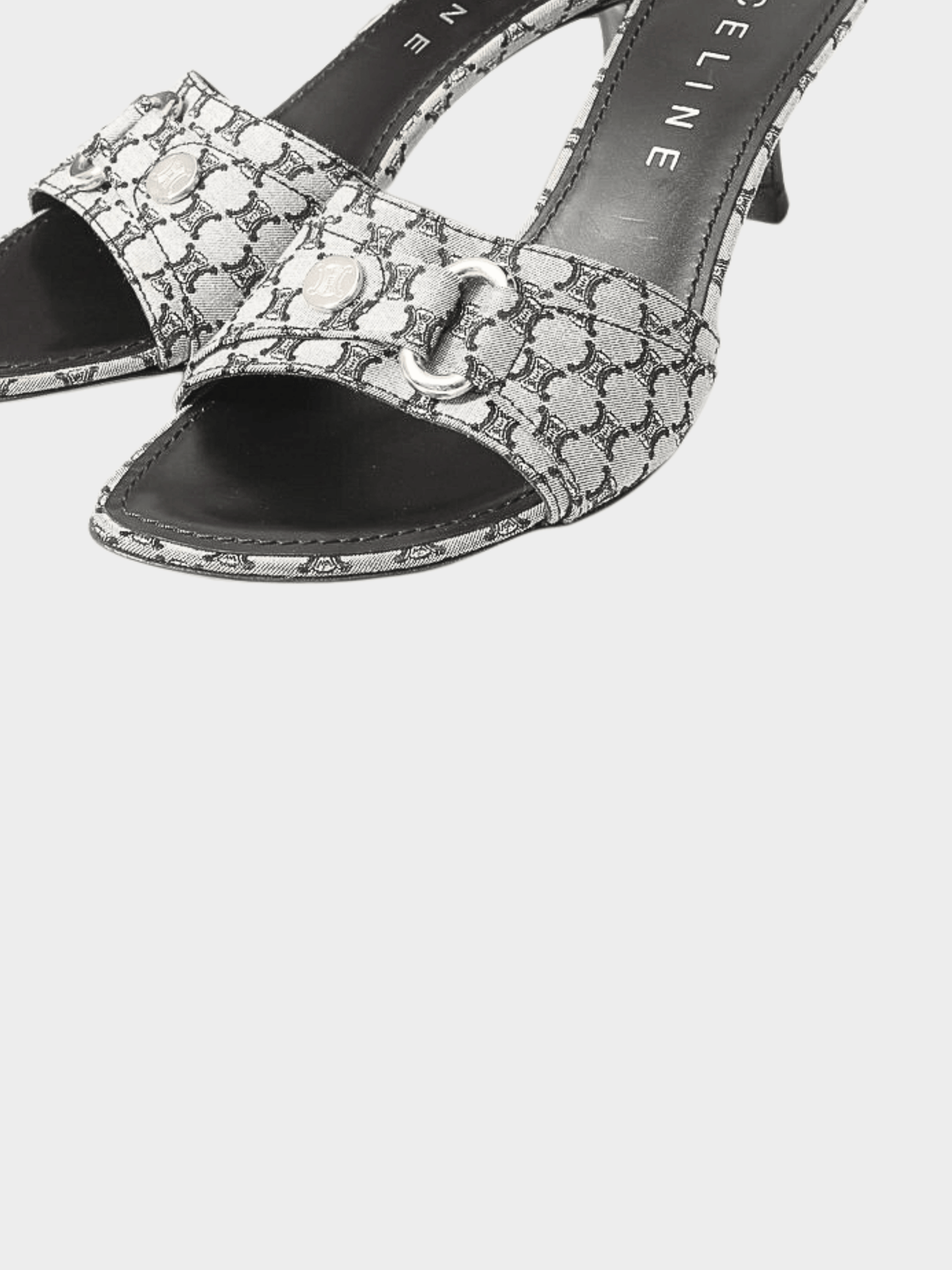 Celine 2000s Grey Canvas Macadam Mules