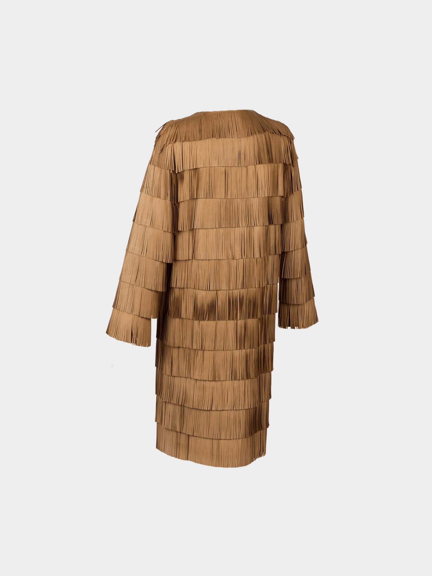 Prada SS 2007 Runway Brown Leather Fringe Coat