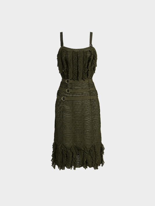 Christian Dior by John Galliano SS 2003 Green Bondage Knit Dress