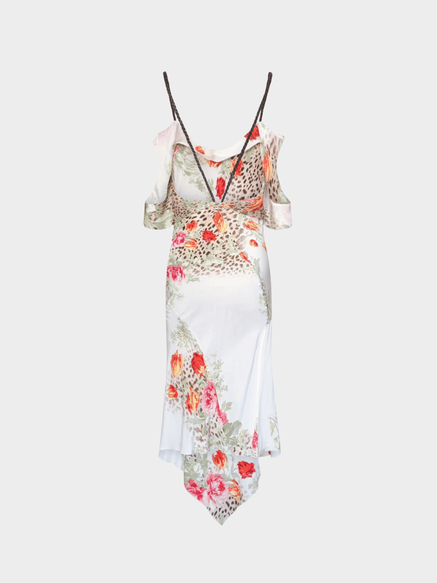Roberto Cavalli SS 2002 White Baroque Open Back Silk Dress