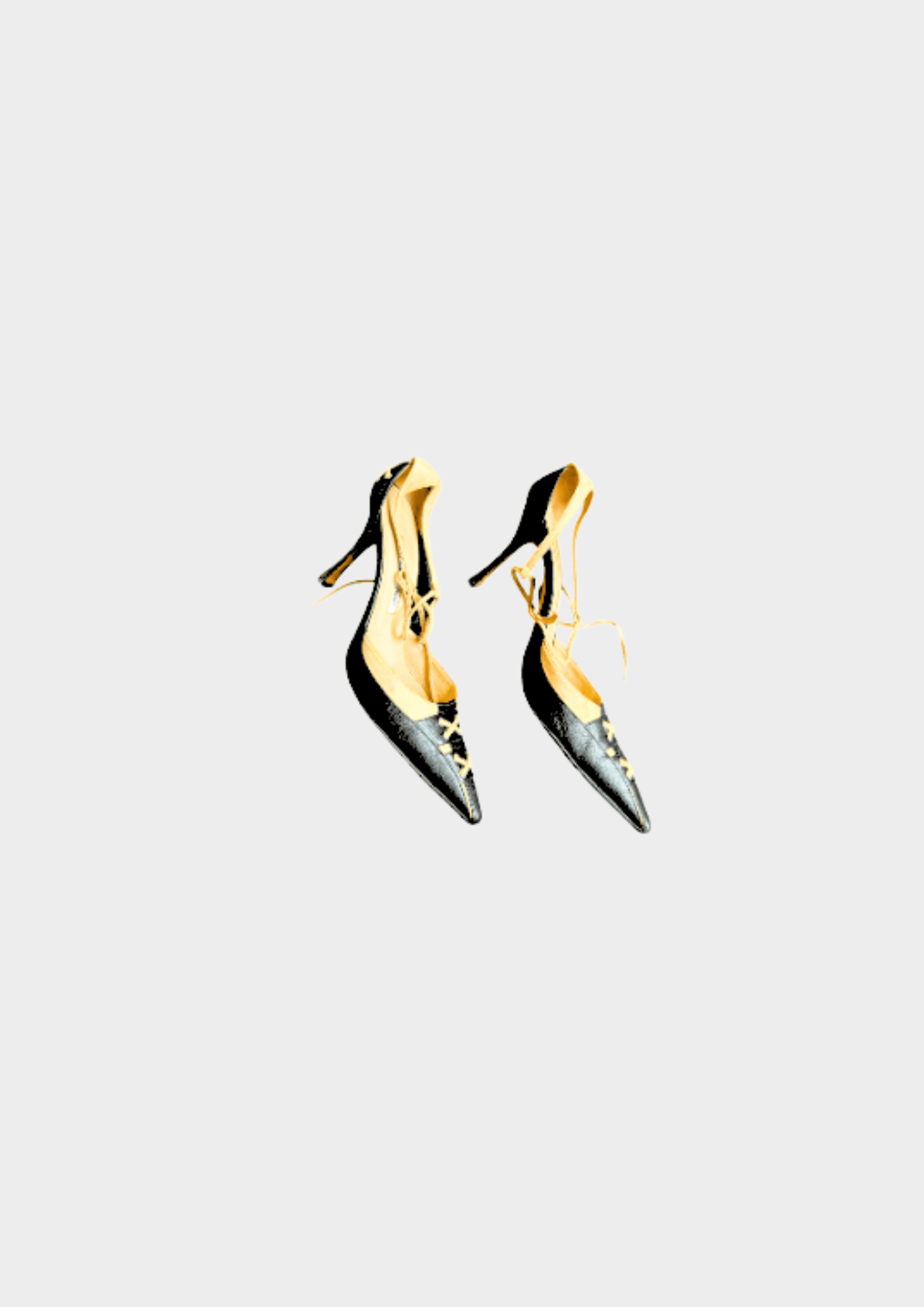 Manolo Blahnik 2000s Nude and Black Heeled Mules