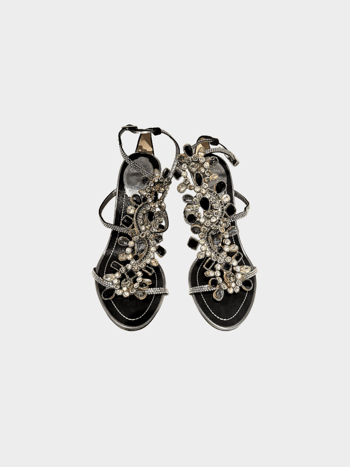 René Caovilla 2000s Bejeweled Crystal Heeled Sandals