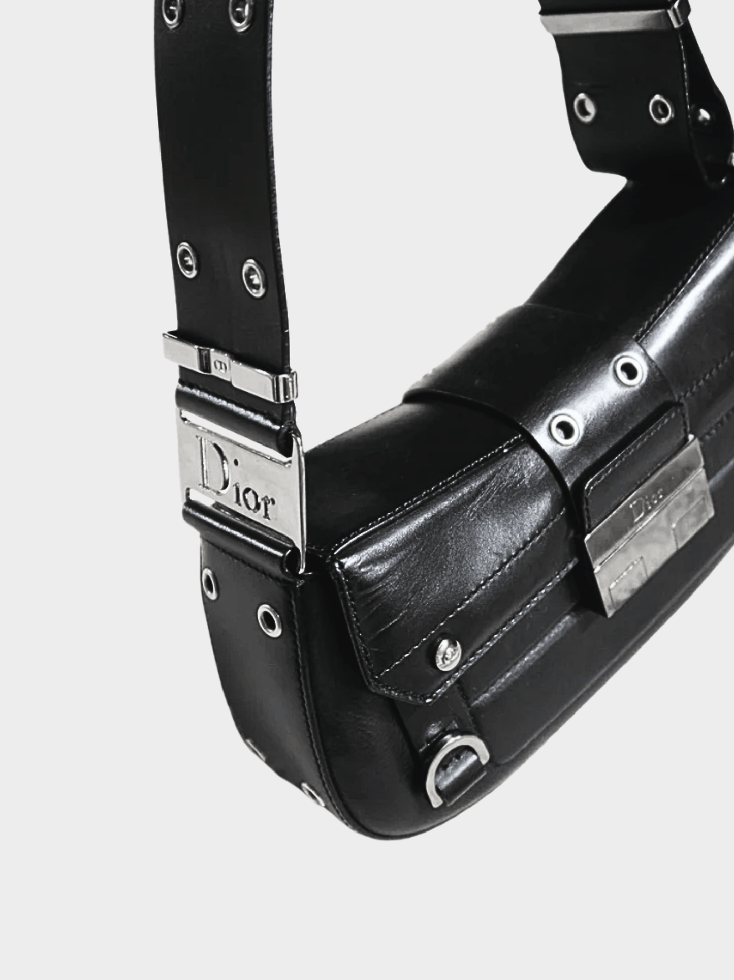 Christian Dior by John Galliano SS 2002 Black Columbus Street Chic Shoulder Bag