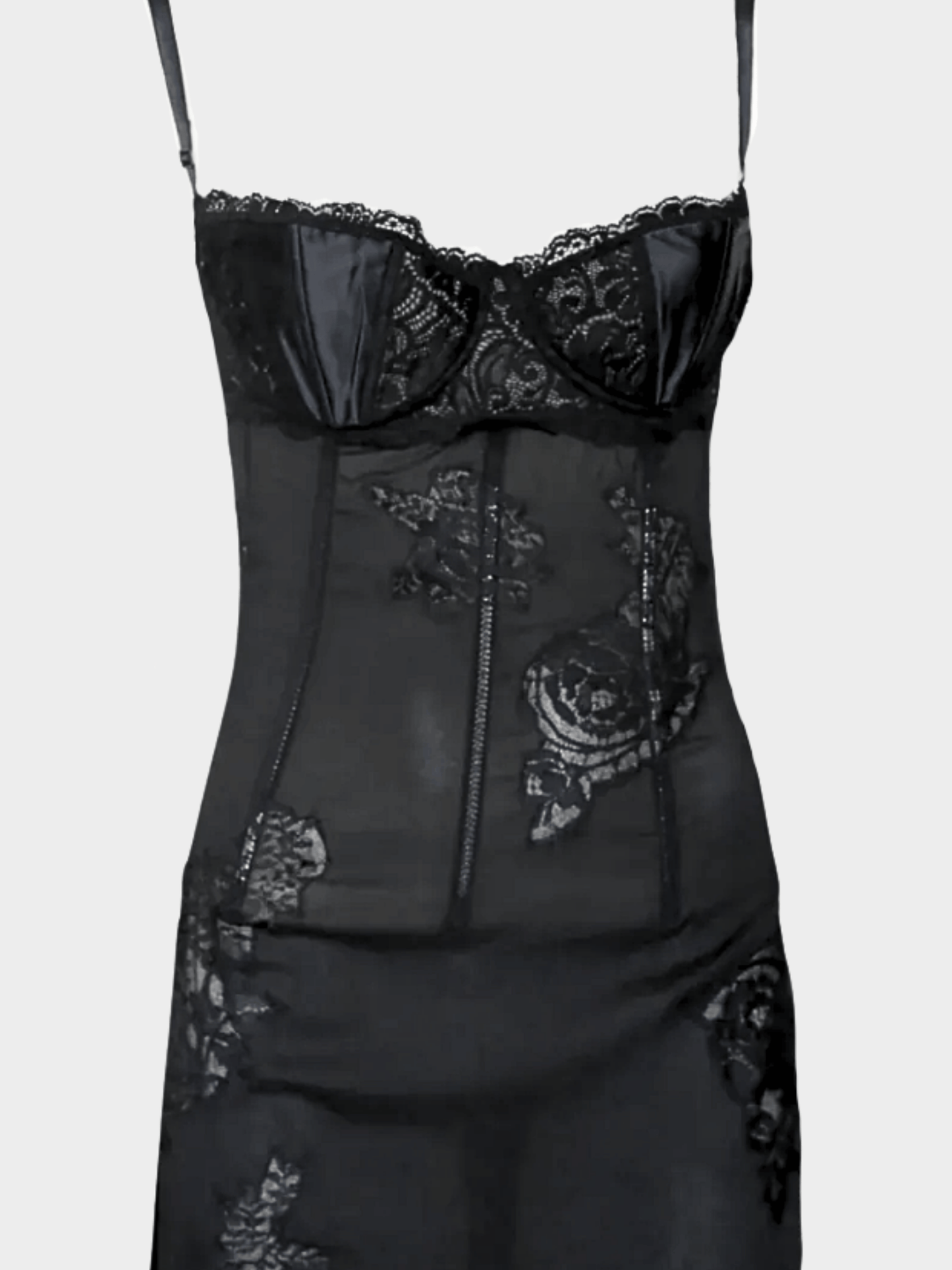 Dolce and Gabbana SS 2002 Runway Black Sheer Floral Dress