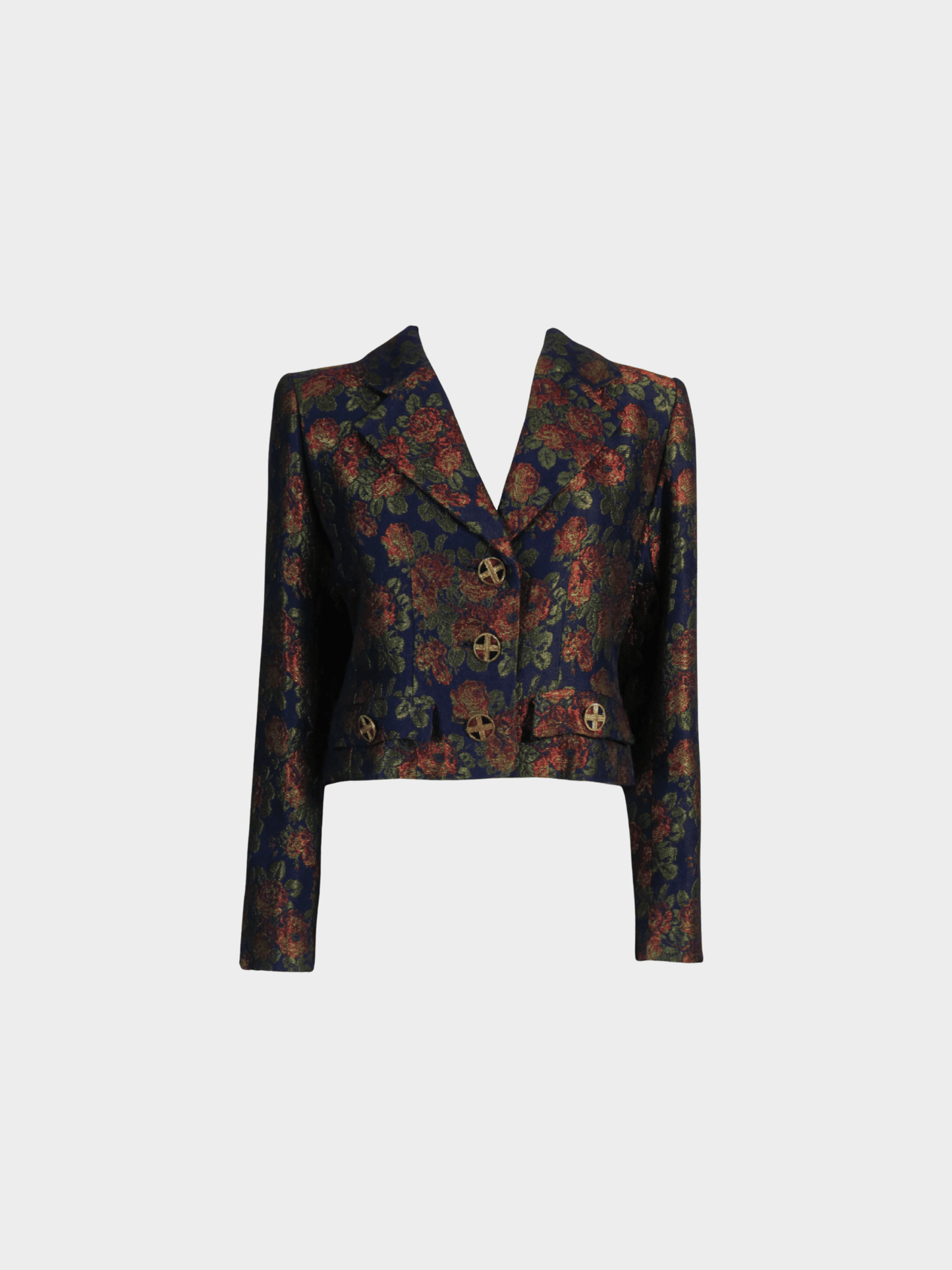 Yves Saint Laurent 1990s Floral Jacquard Cropped Jacket