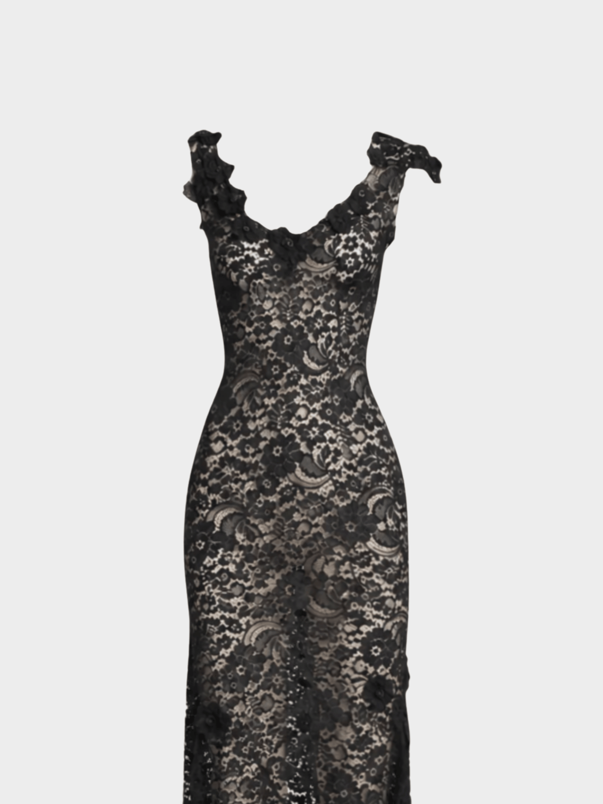 Dolce and Gabbana 2000s Black Lace Asymmetrical Dress