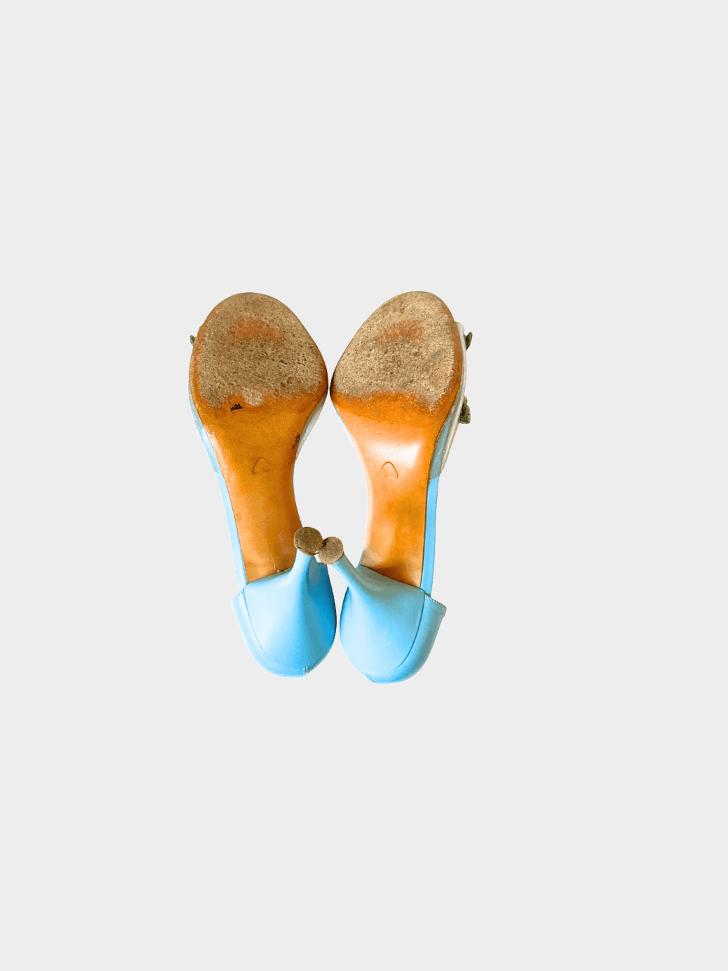 Moschino 2000s Blue Floral Leather Pump Heels