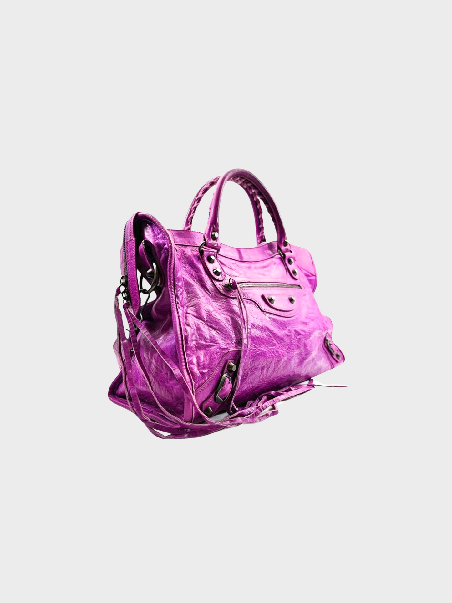 Balenciaga 2000s Purple Leather Motorcycle City Bag