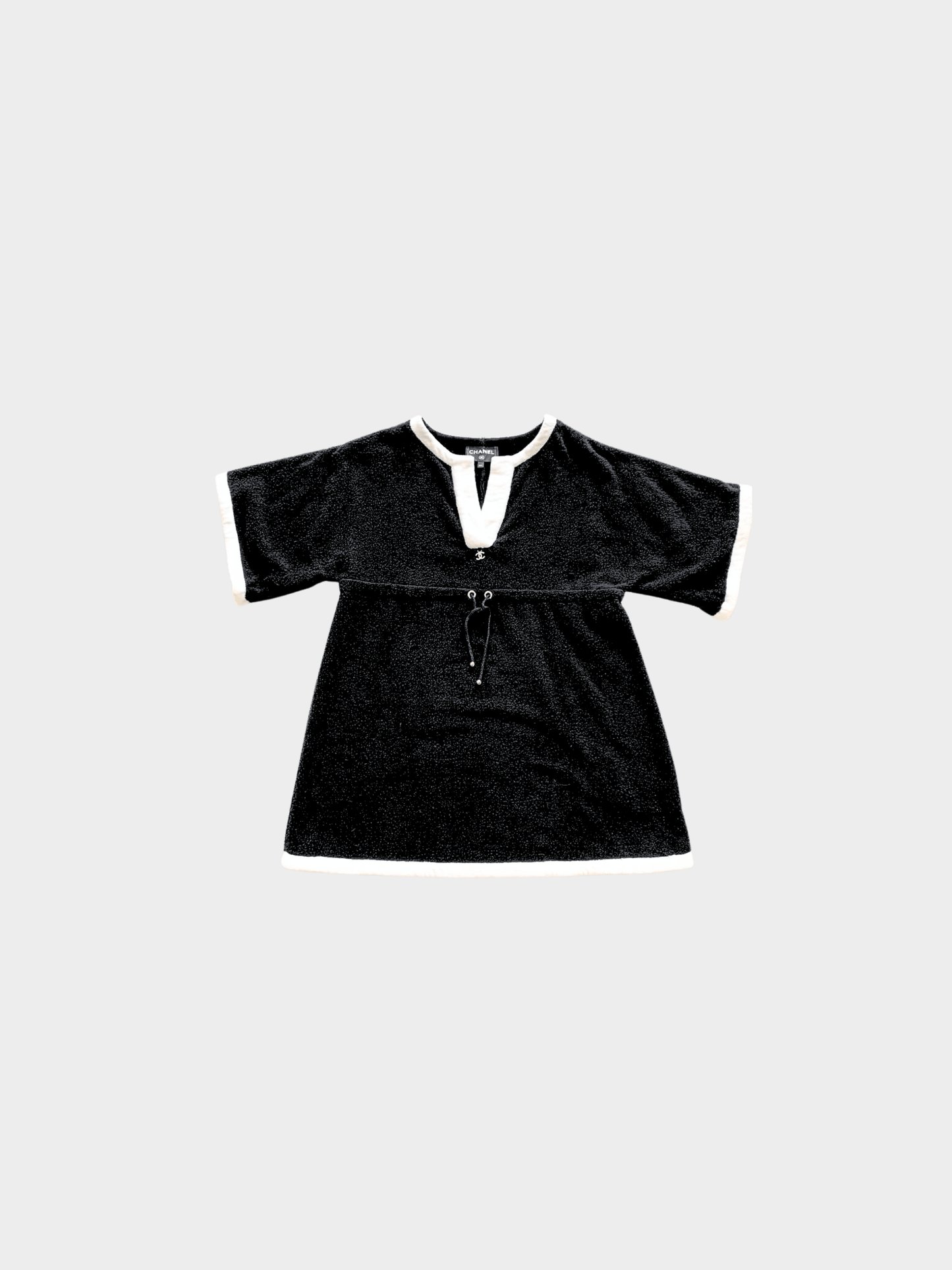 Chanel 2023  Black Terry Coco Beach Mini Cover-Up Top