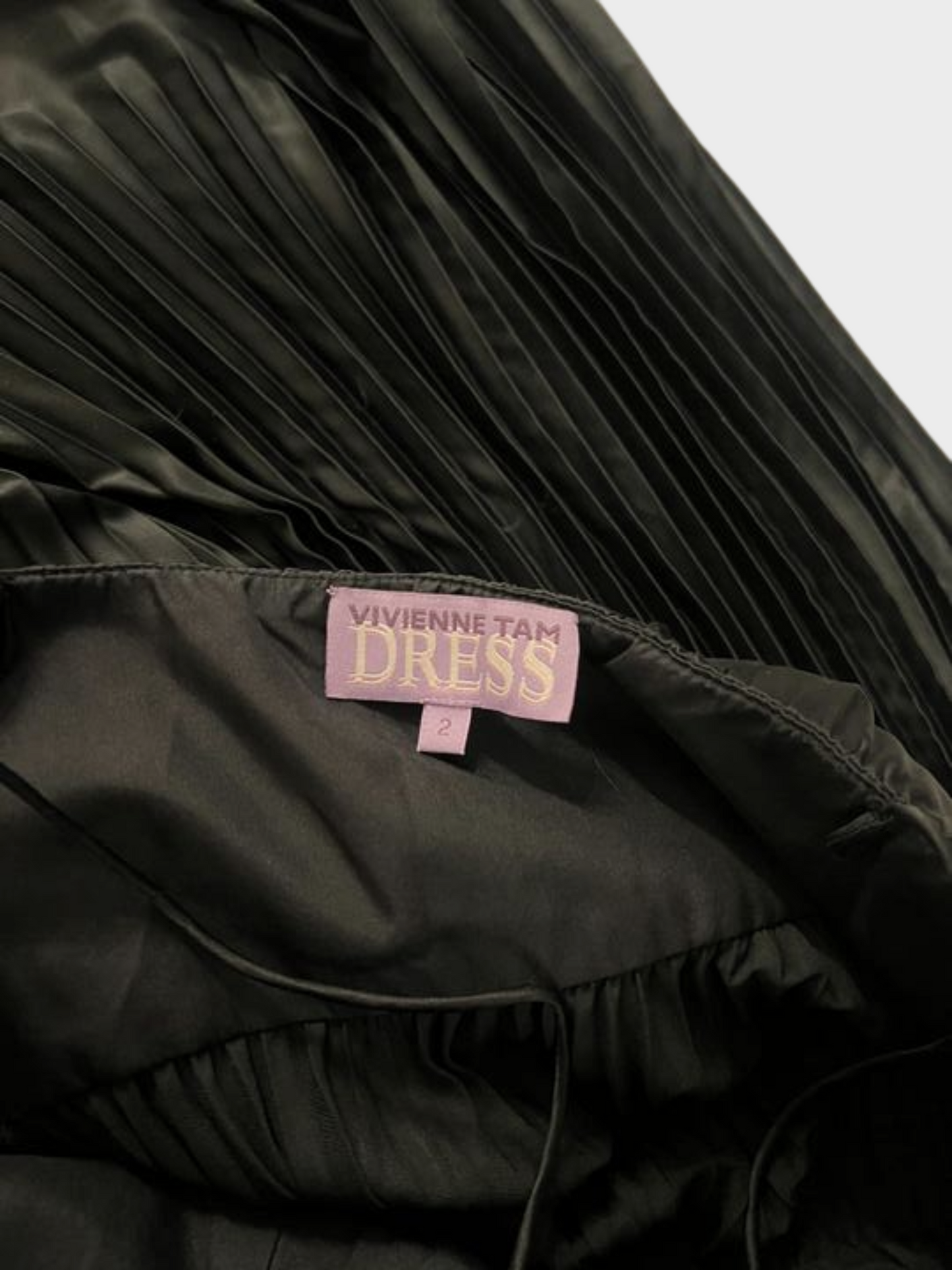 Vivienne Tam 1990s Black Rosette Silk Pleated Mini Dress