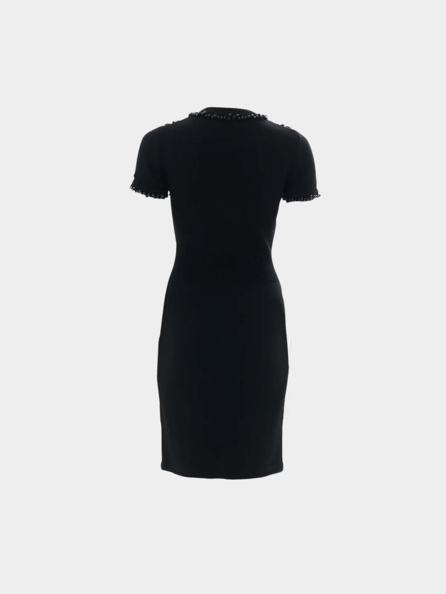 Chanel by Karl Lagerfeld 2013 Black Embroidered Wool Knit Dress