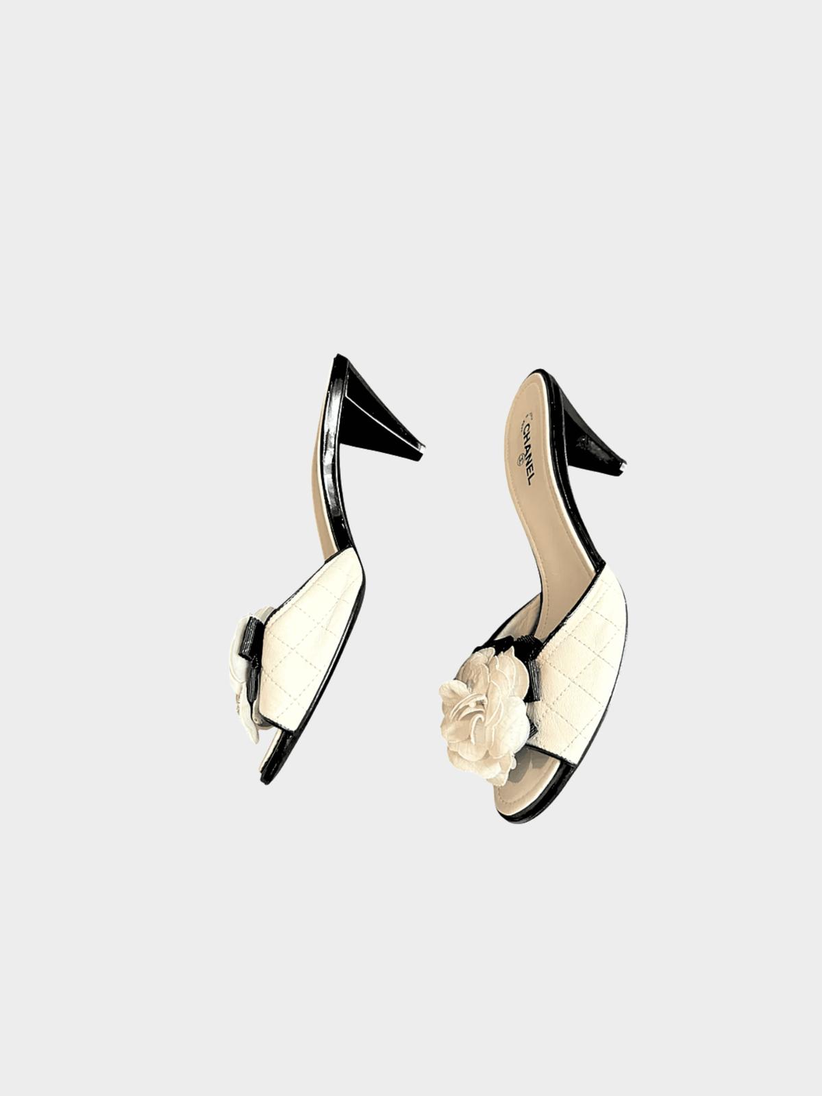 Chanel 2000s Ivory Magnolia Mule Heels