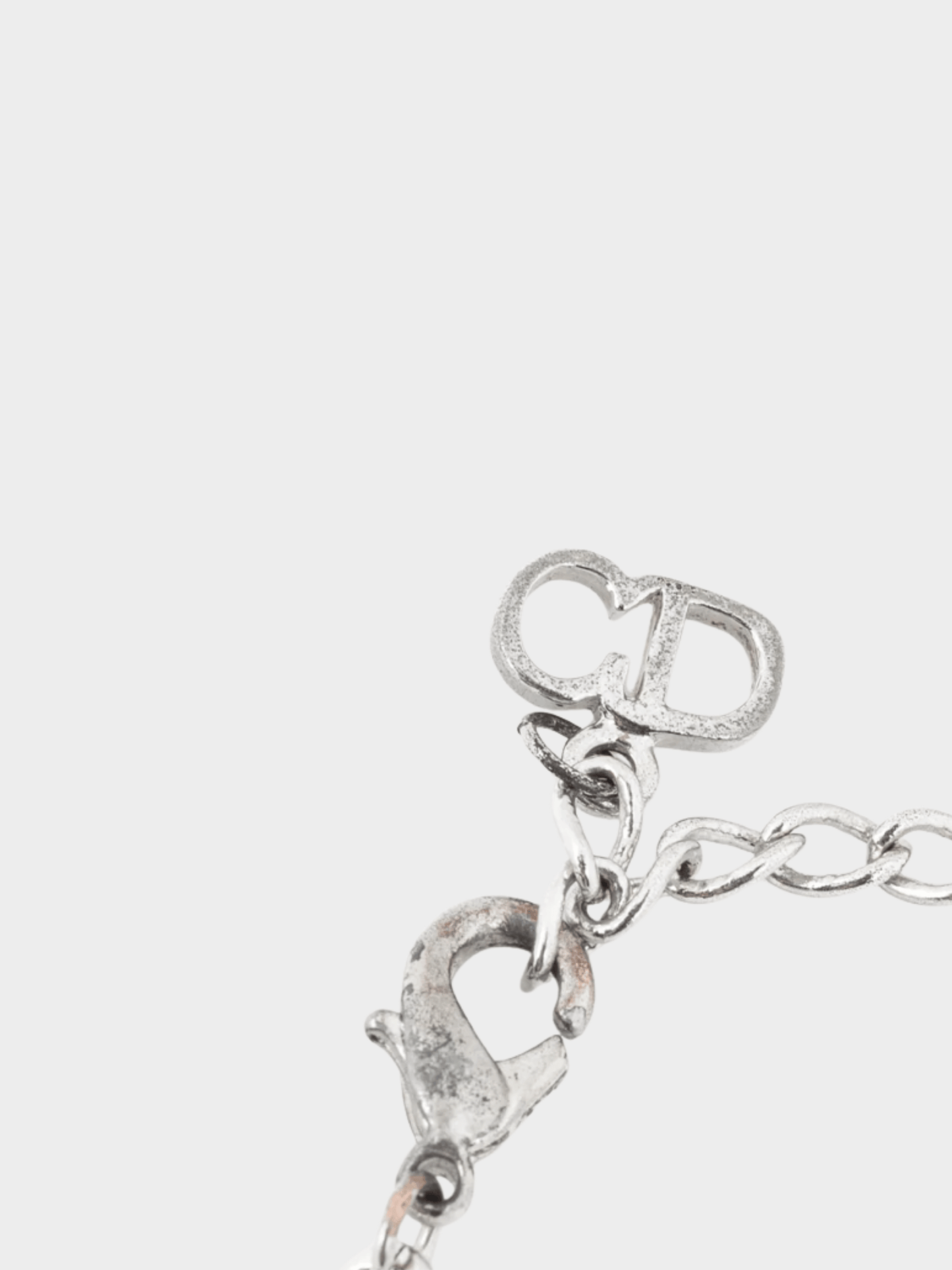 Christian Dior 2000s Silver-Tone Crystal-Embellished Chain Bracelet