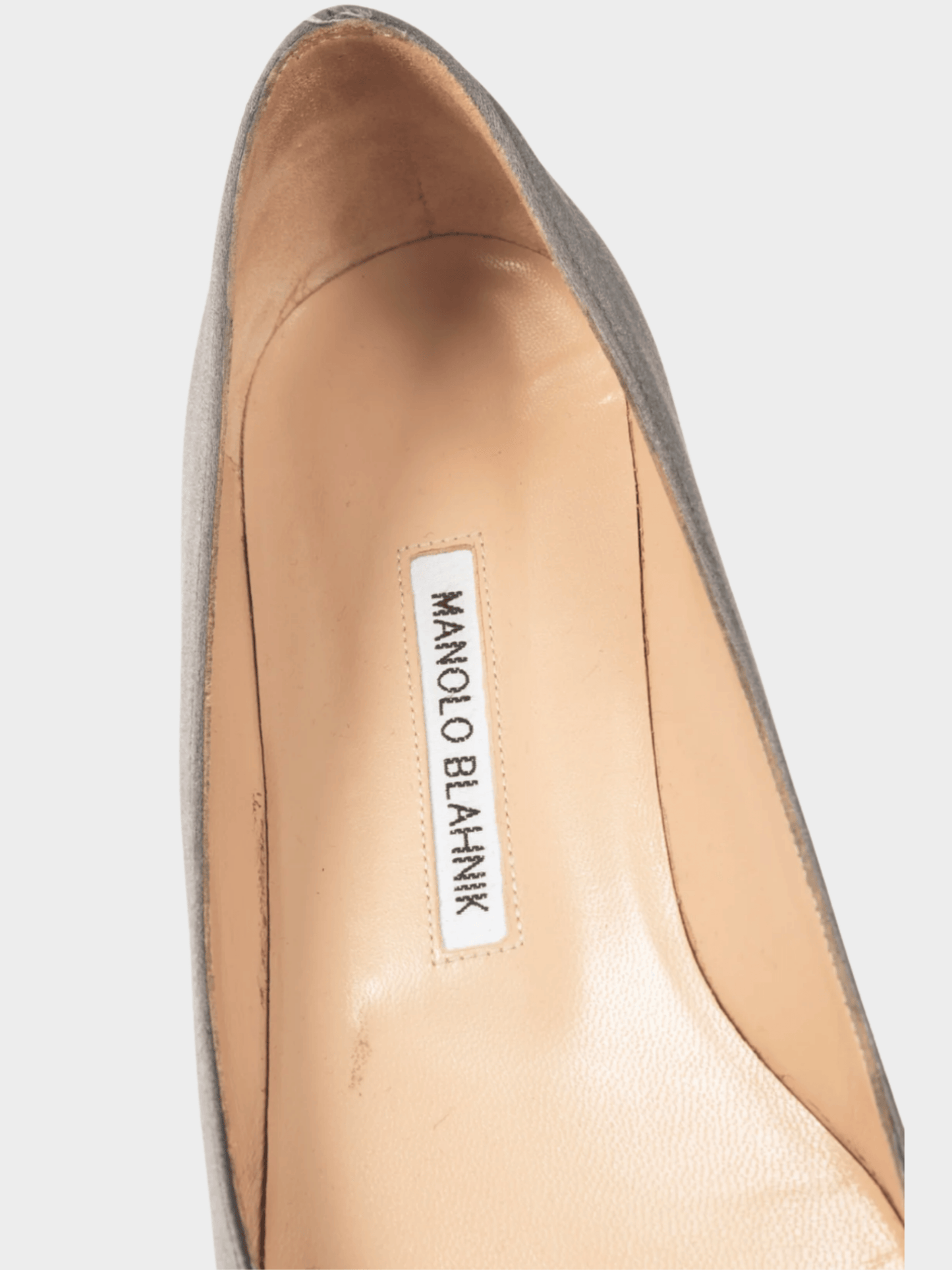 Manolo Blahnik 2010s Hangisi Grey Satin Jewel-Buckle Flats