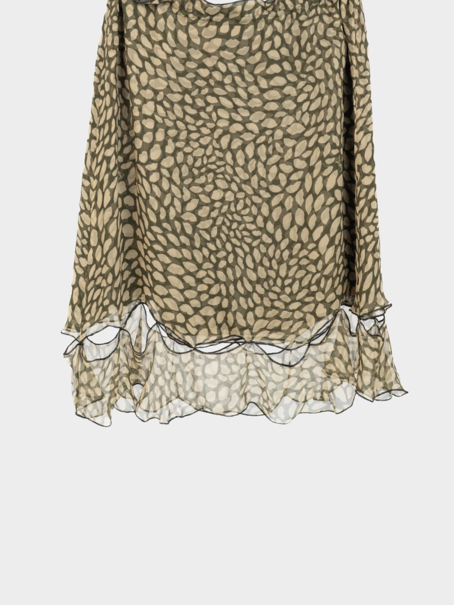 Yves Saint Laurent Resort 2005 Green Lip Logo Print Silk Chiffon Skirt