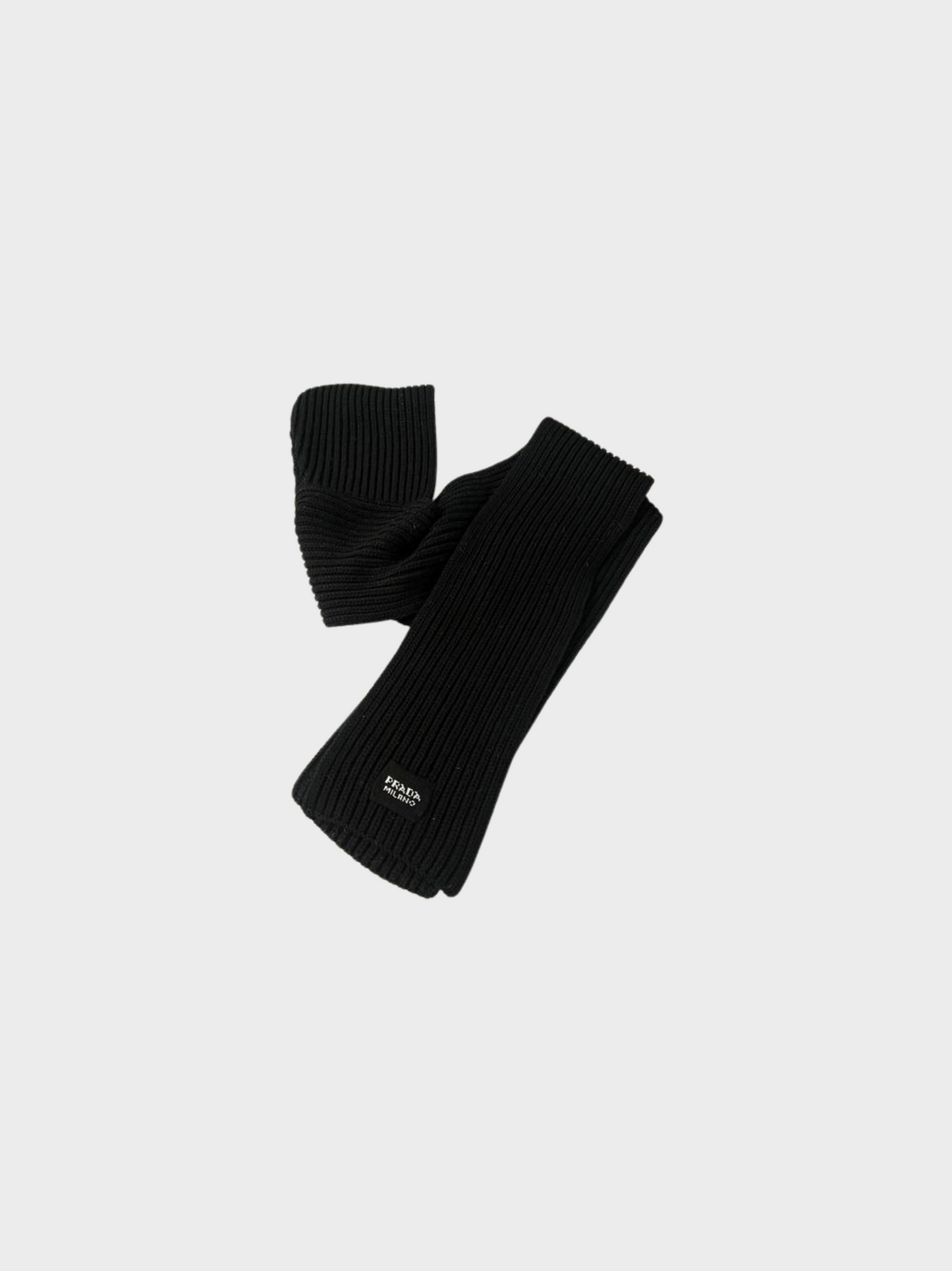 Prada by Raf Simons 2020s Black Knit Hooded Scarf