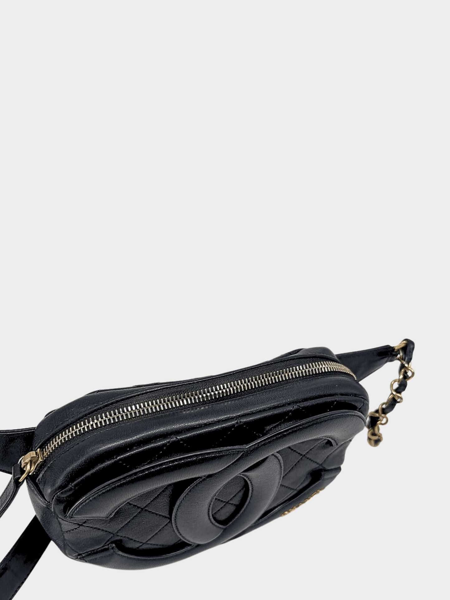 Chanel 2020 Black Lambskin Quilted Waist Coco Midnight Belt Bag