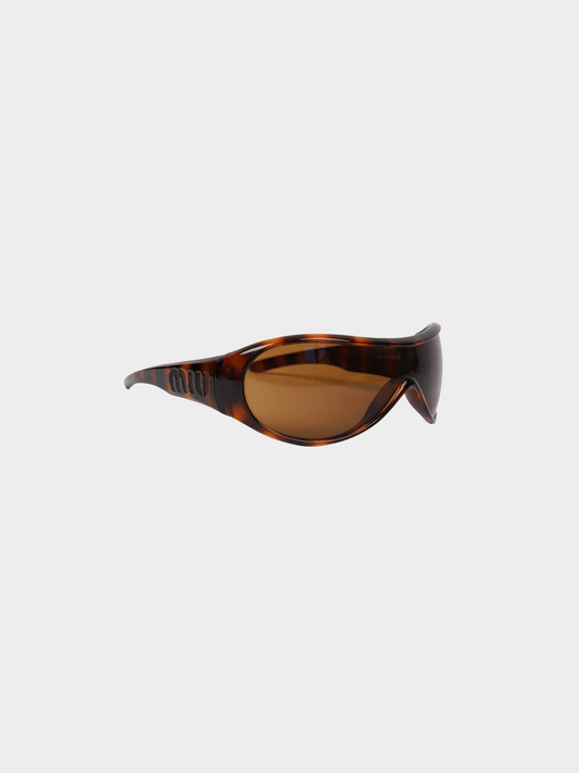 Miu Miu 2000s Brown Tortoiseshell Visor Sunglasses