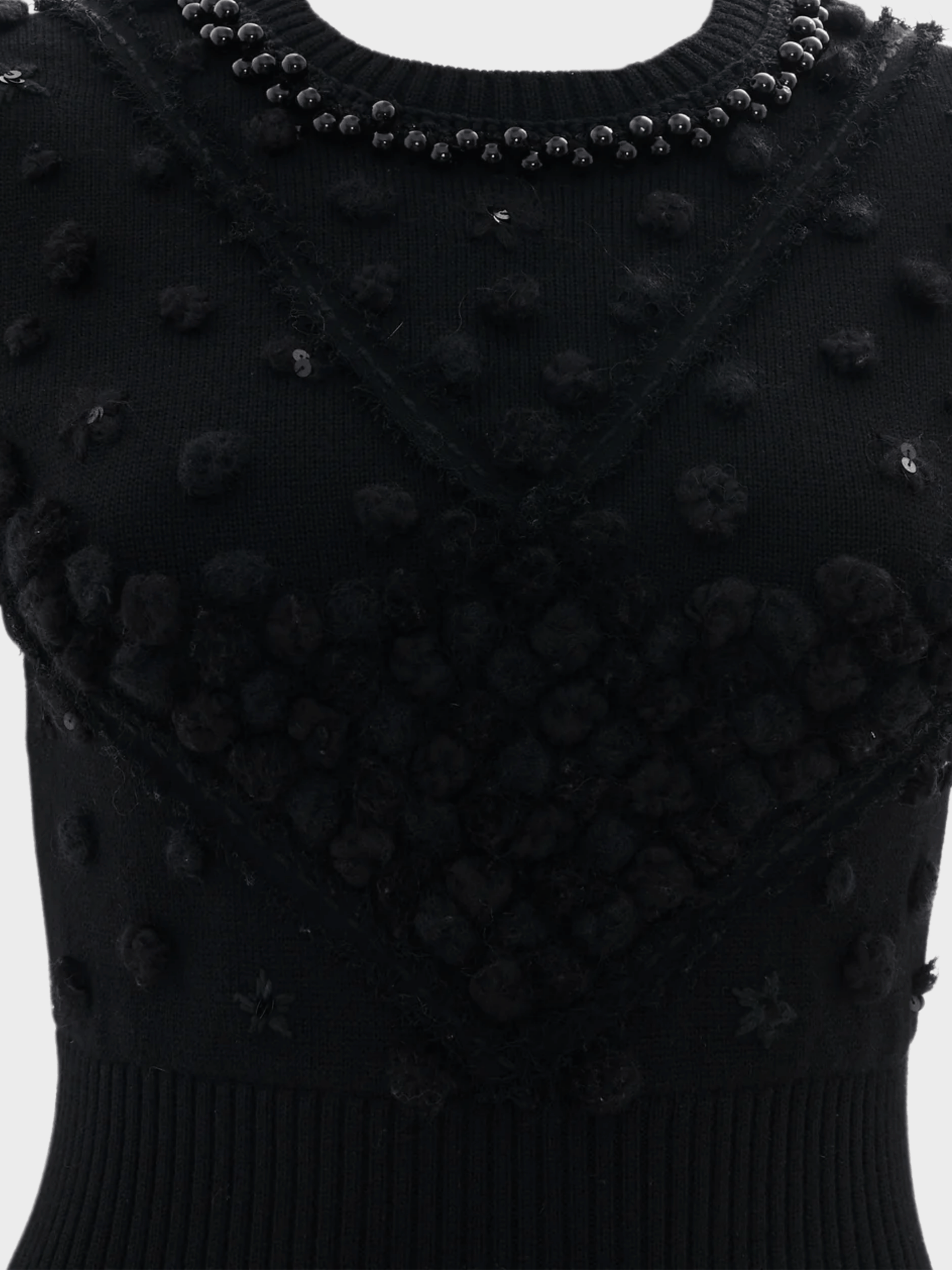 Chanel by Karl Lagerfeld 2013 Black Embroidered Wool Knit Dress
