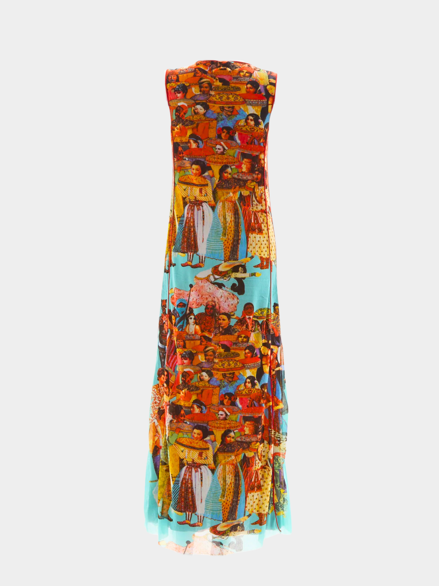 Jean Paul Gaultier Early 2000s Asian print mesh maxi dress