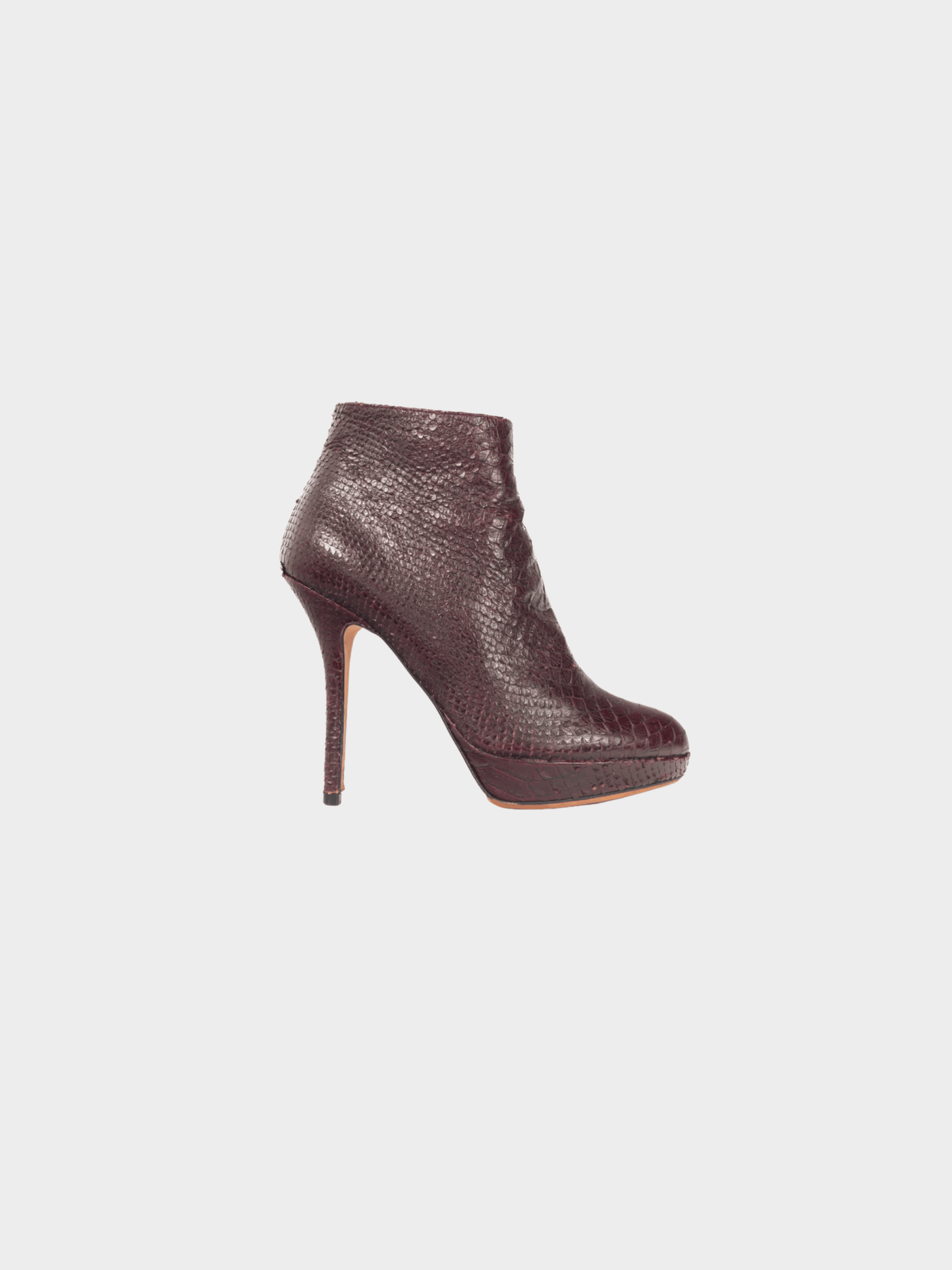 Christian Dior 2000s Burgundy Snakeskin Platform Booties