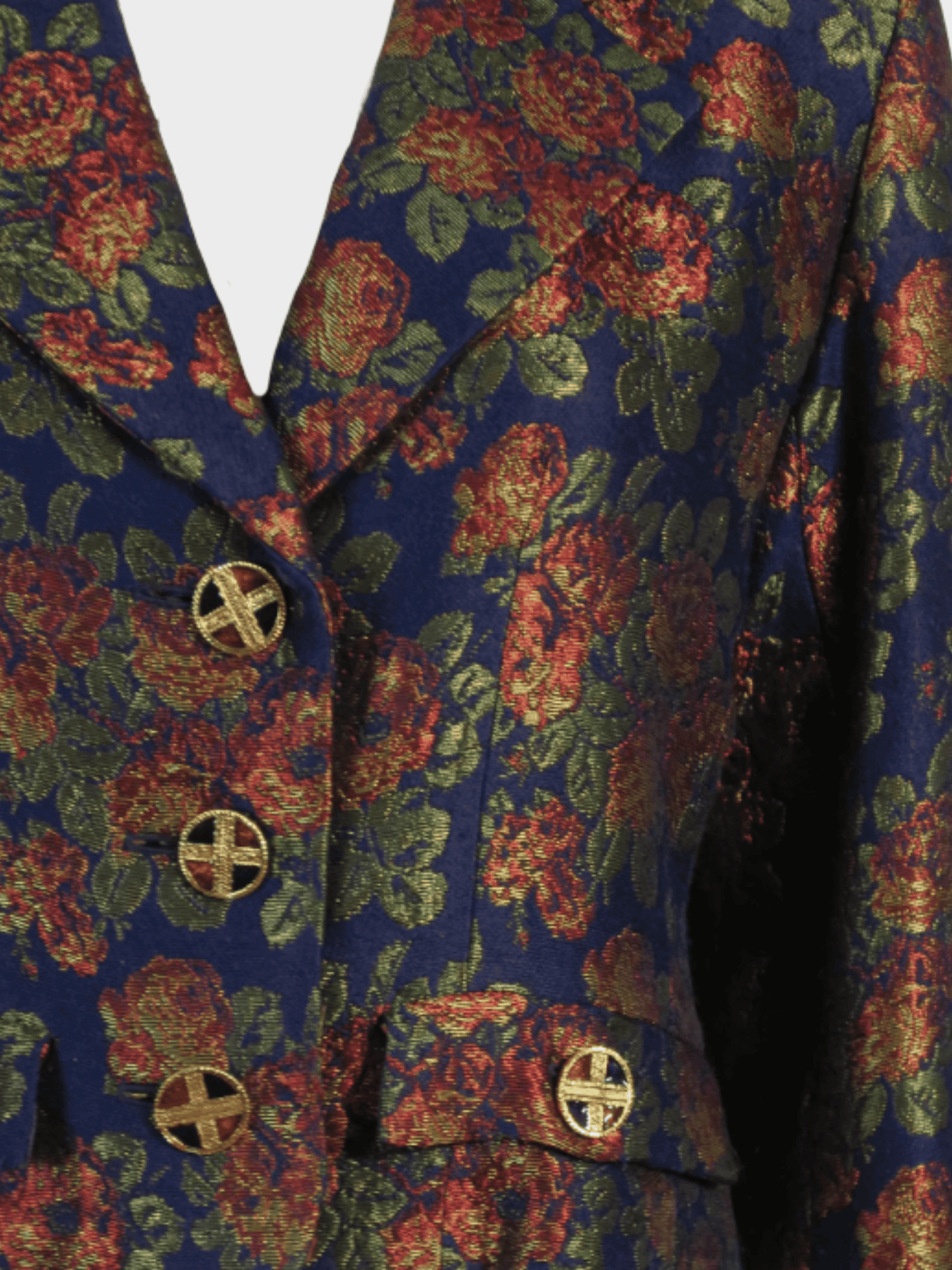 Yves Saint Laurent 1990s Floral Jacquard Cropped Jacket