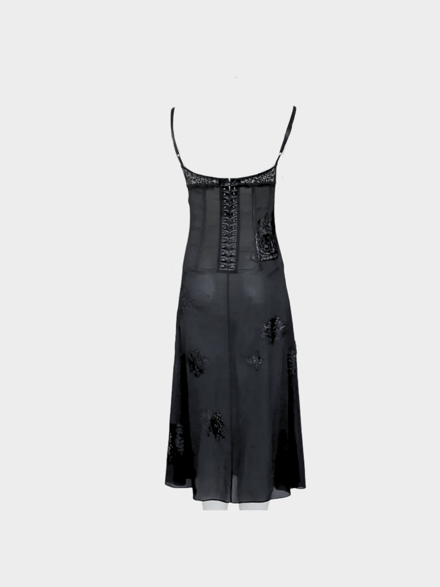 Dolce and Gabbana SS 2002 Runway Black Sheer Floral Dress