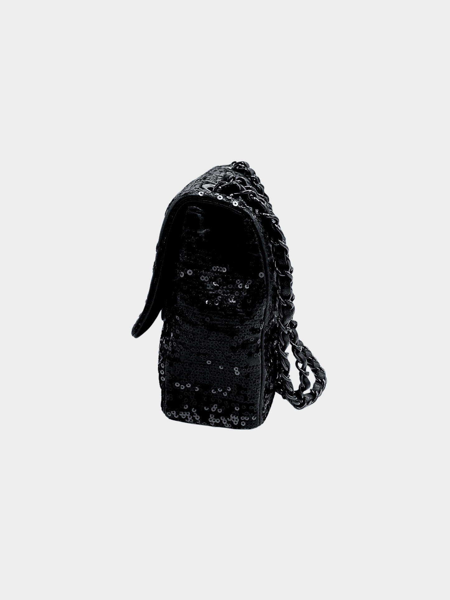 Chanel 2001 Black Classic Flap Sequin Shoulder Bag