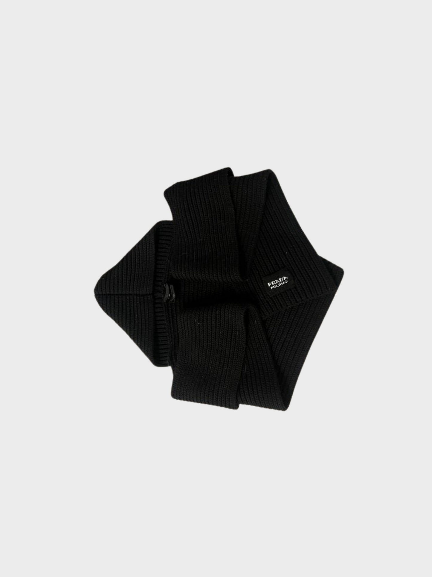 Prada by Raf Simons 2020s Black Knit Hooded Scarf