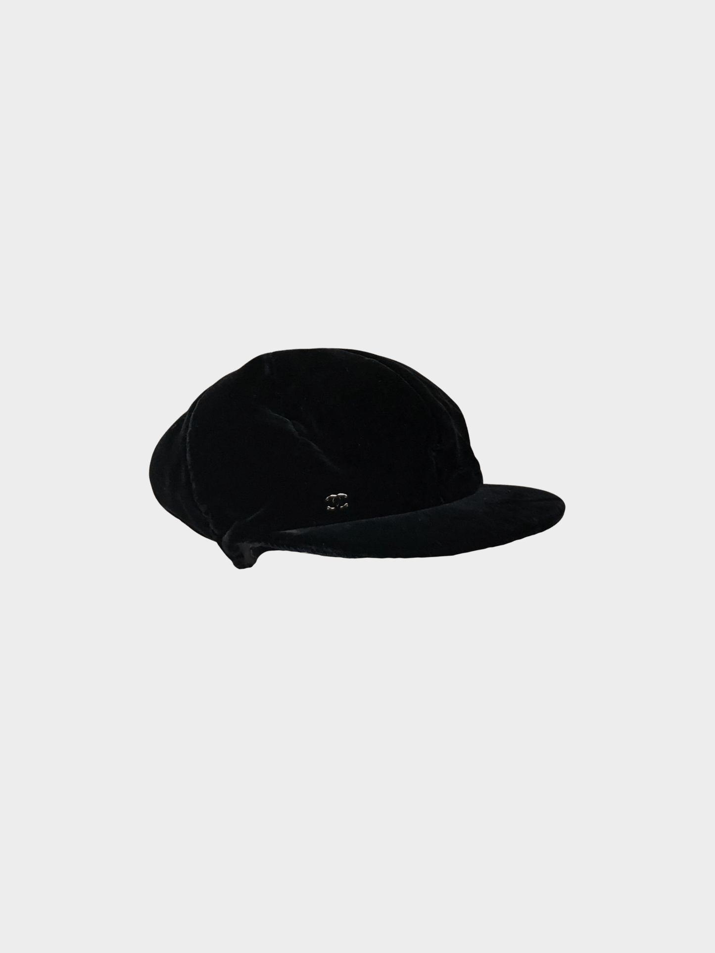 Chanel 2021 Black Velvet Newsboy Casquette Hat