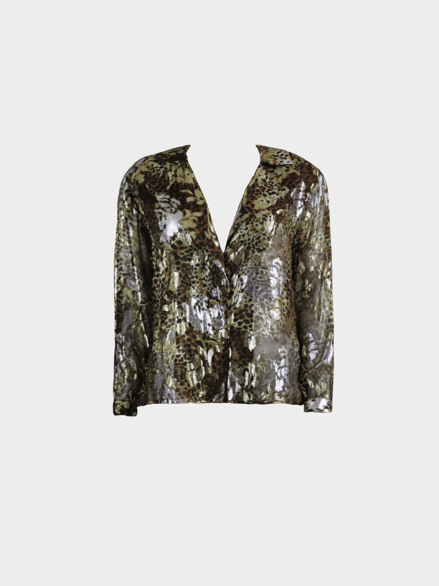 Yves Saint Laurent 2000s Brown Camo Leopard Print Top